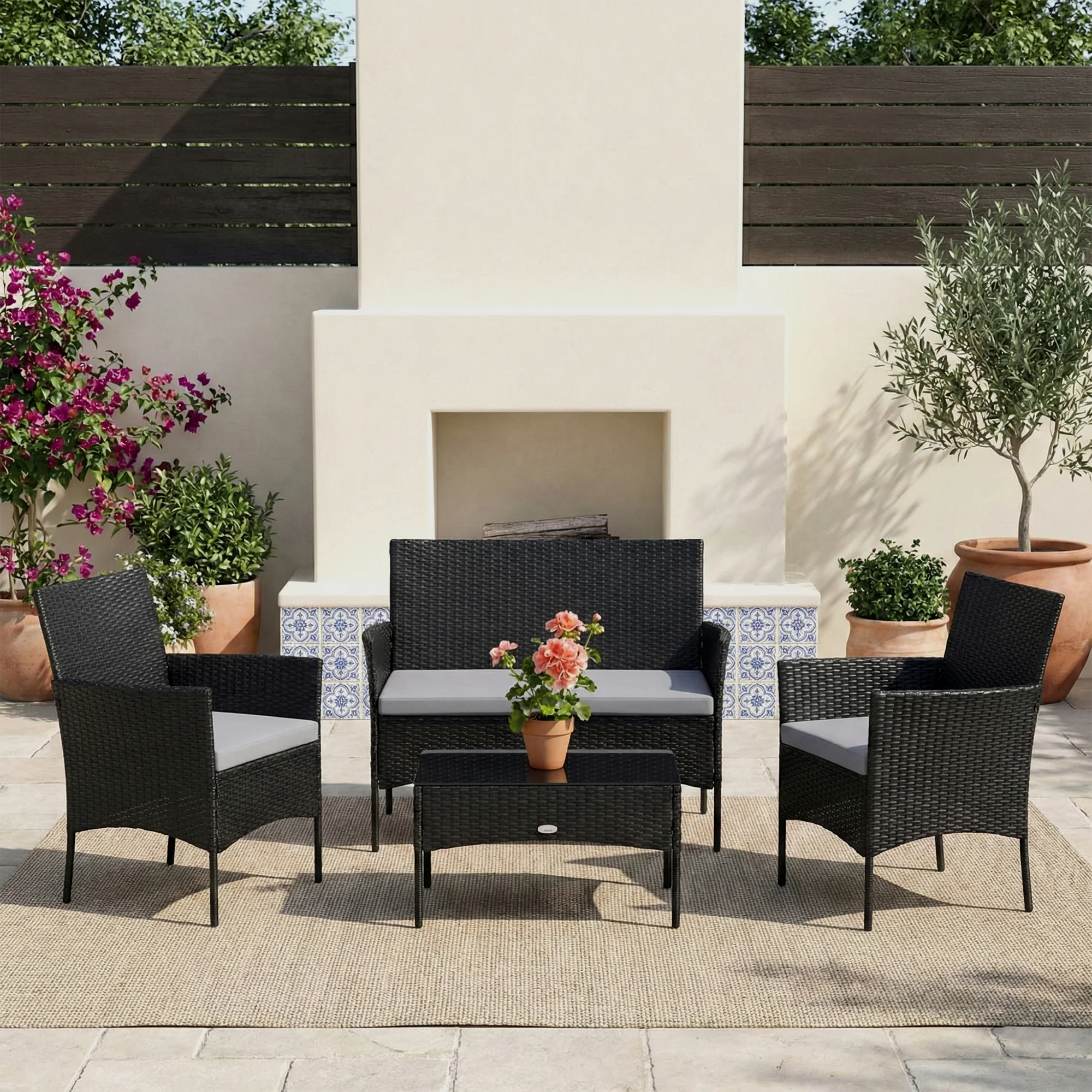 Aaru Outdoor Sofa Set 2 Seater , 2 Single seater and 1 Center Table Set (Black) - Image 10
