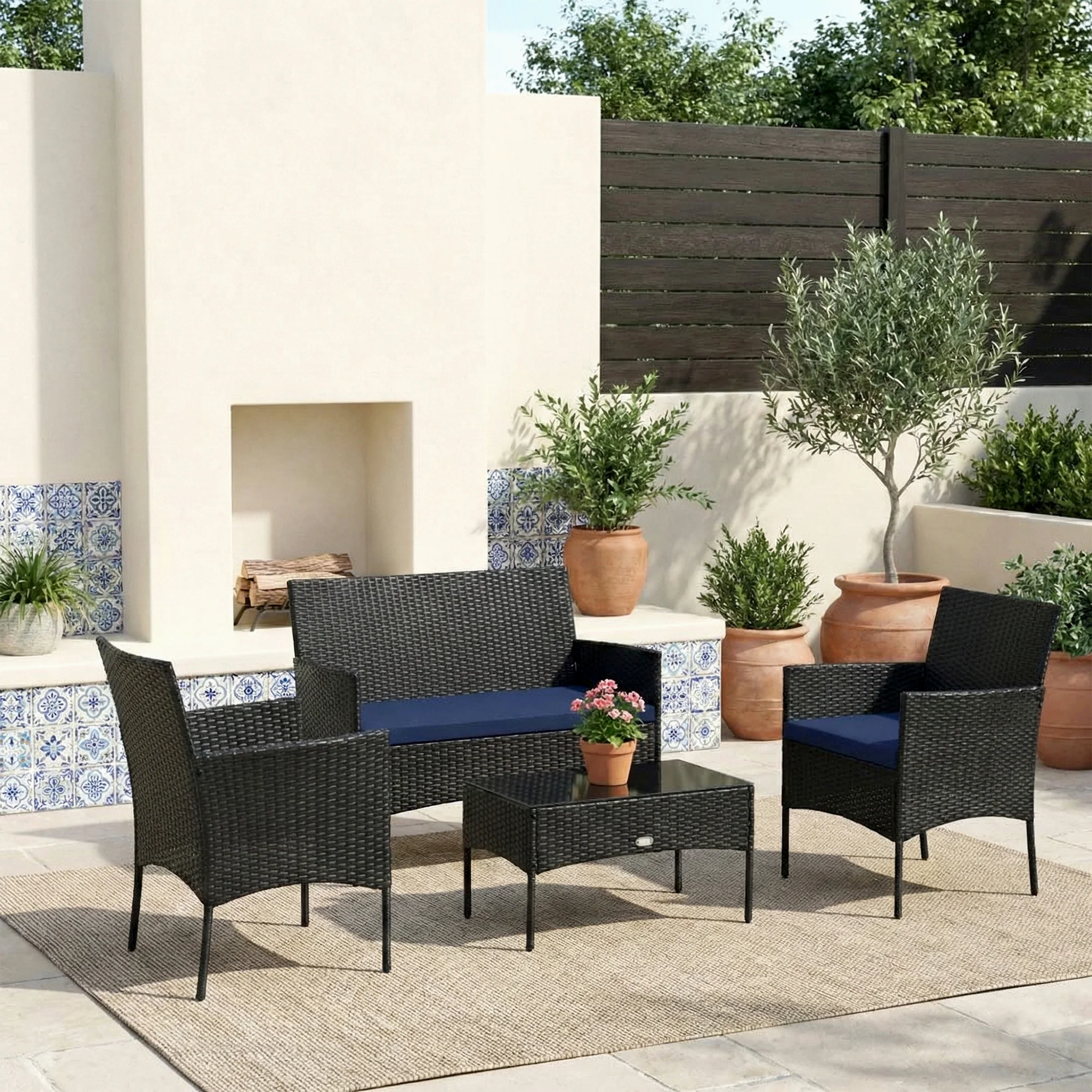 Aaru Outdoor Sofa Set 2 Seater , 2 Single seater and 1 Center Table Set (Black) - Image 11