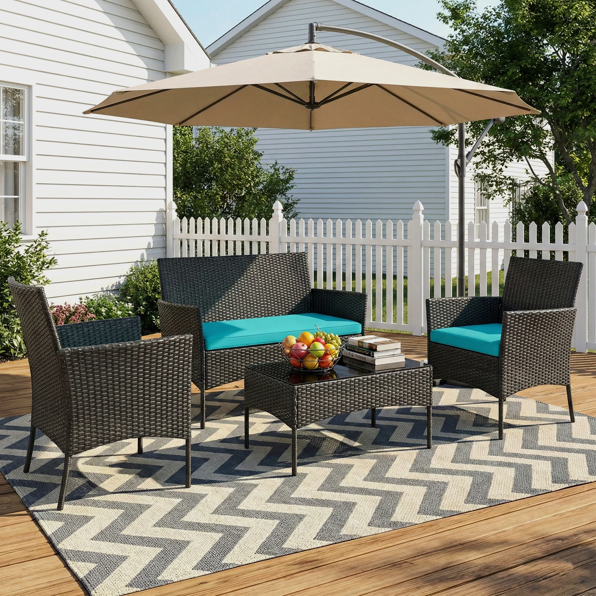 Aaru Outdoor Sofa Set 2 Seater , 2 Single seater and 1 Center Table Set (Black) - Image 12