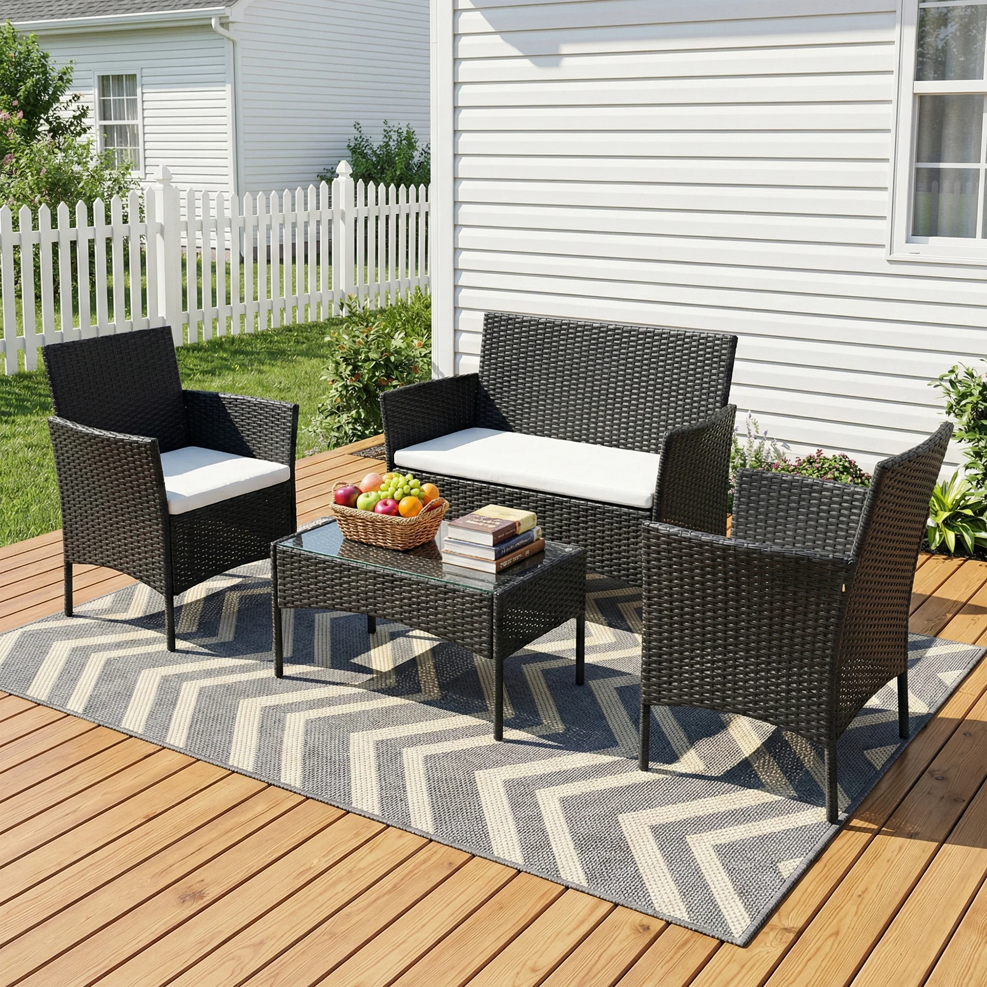 Aaru Outdoor Sofa Set 2 Seater , 2 Single seater and 1 Center Table Set (Black) - Image 2