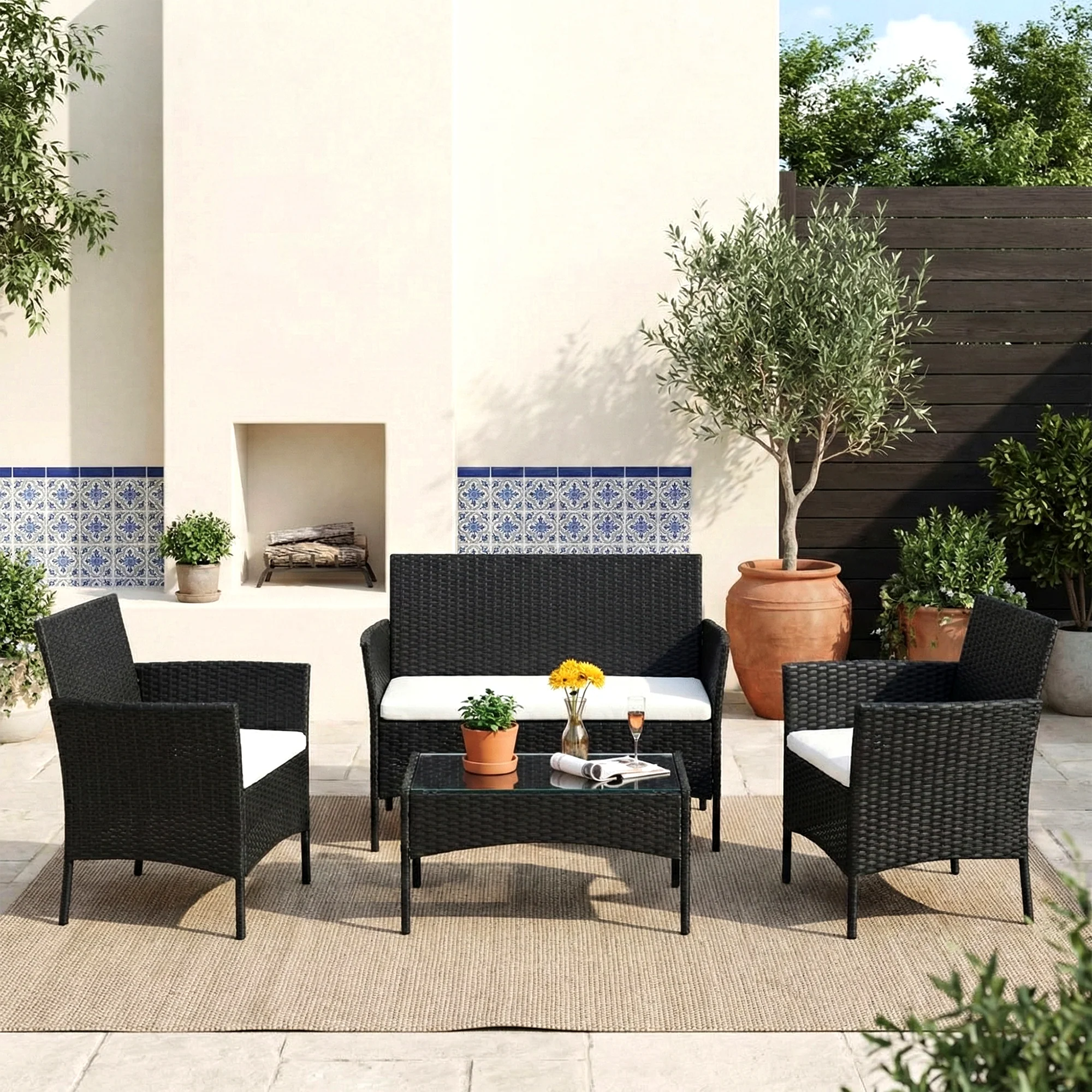 Aaru Outdoor Sofa Set 2 Seater , 2 Single seater and 1 Center Table Set (Black) - Image 3