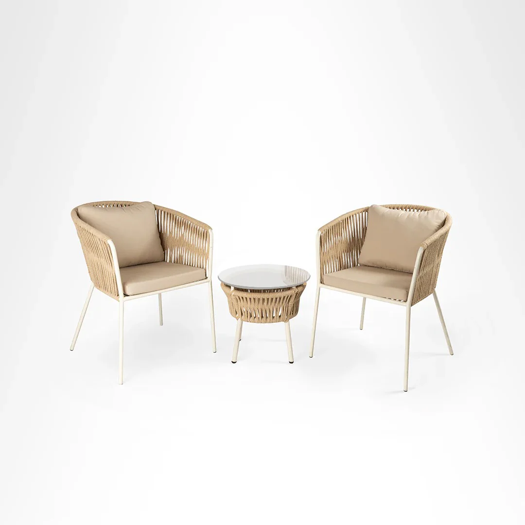 Abelardo Espiritu Outdoor Patio Seating Set 2 Chairs and 1 Table Set Braided & Rope - Image 4
