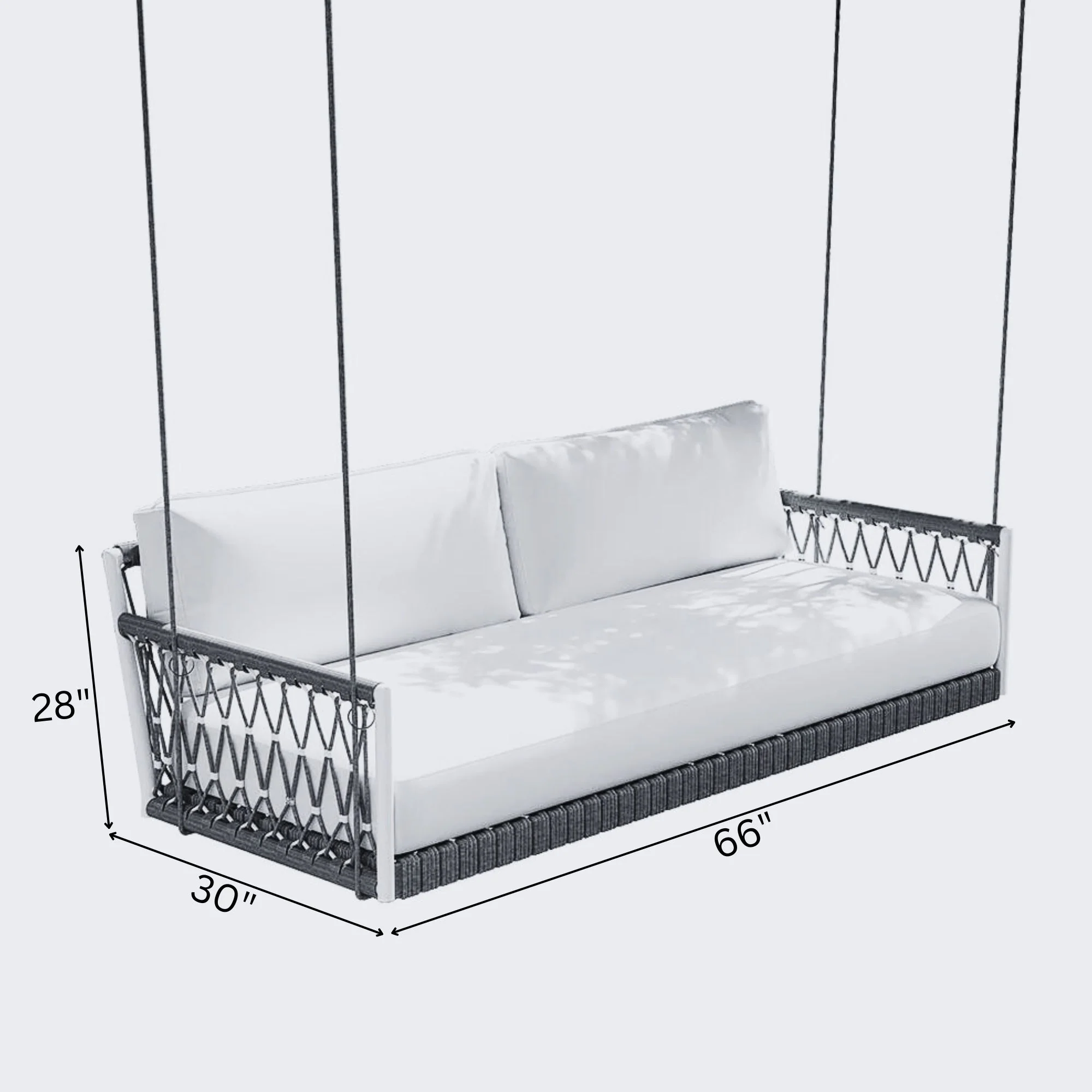 Adelita Three Seater Hanging Swing Without Stand For Balcony, Garden Swing Braid & Rope - Image 4