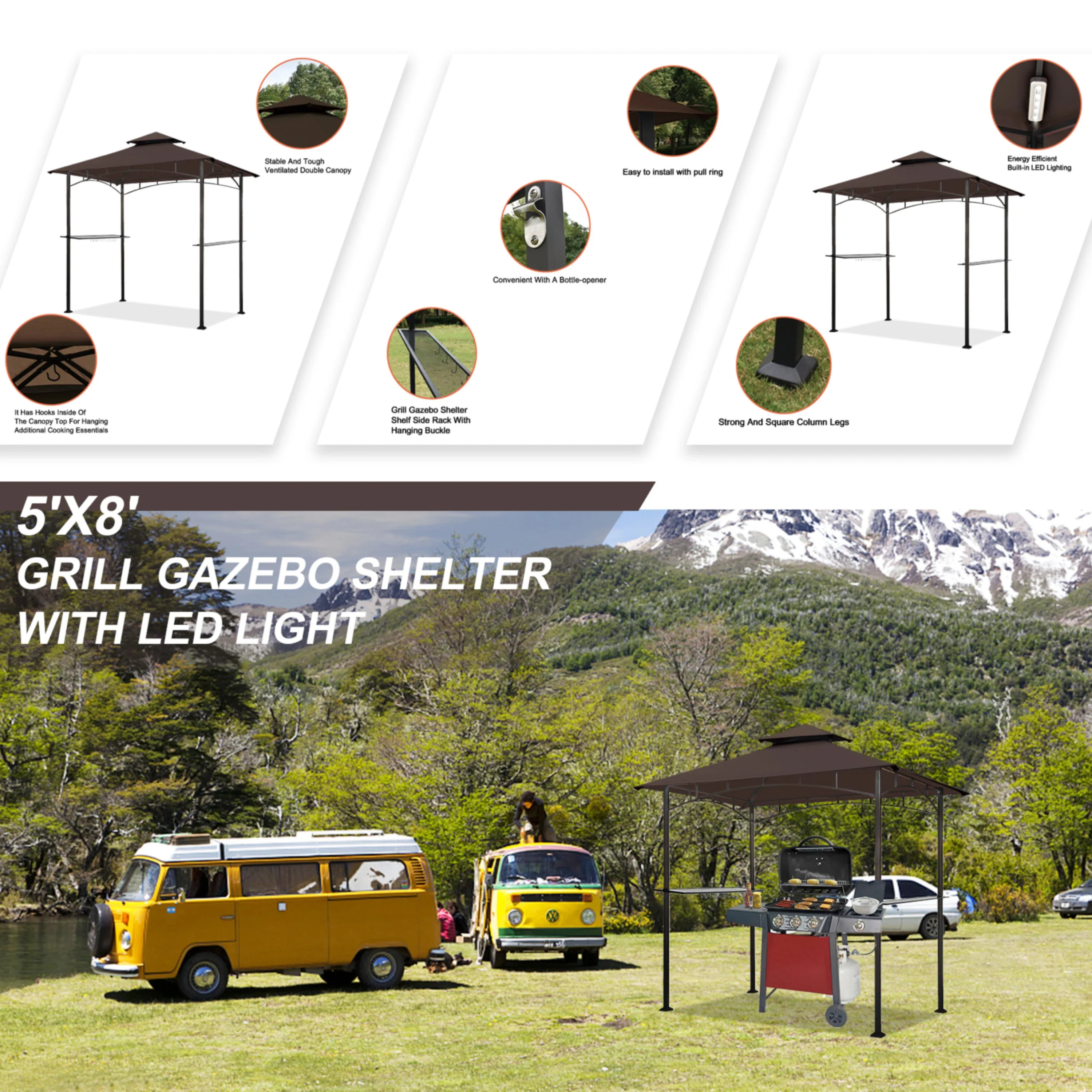 Aglaë Outdoor Gazebo For Garden ,Terrace (Black) - Image 5