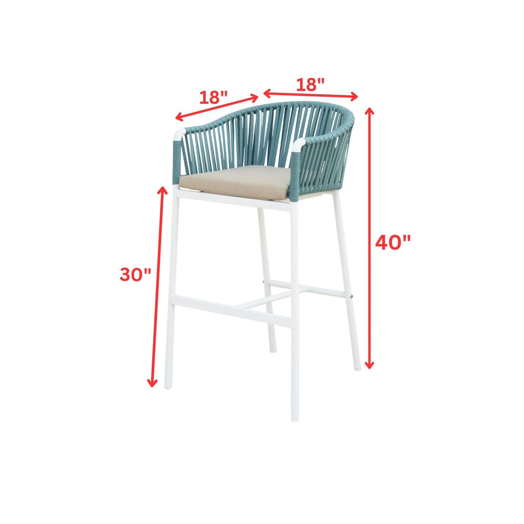 Alp Outdoor Patio Bar Chair 2 Chair For Balcony Braided & Rope - Image 4