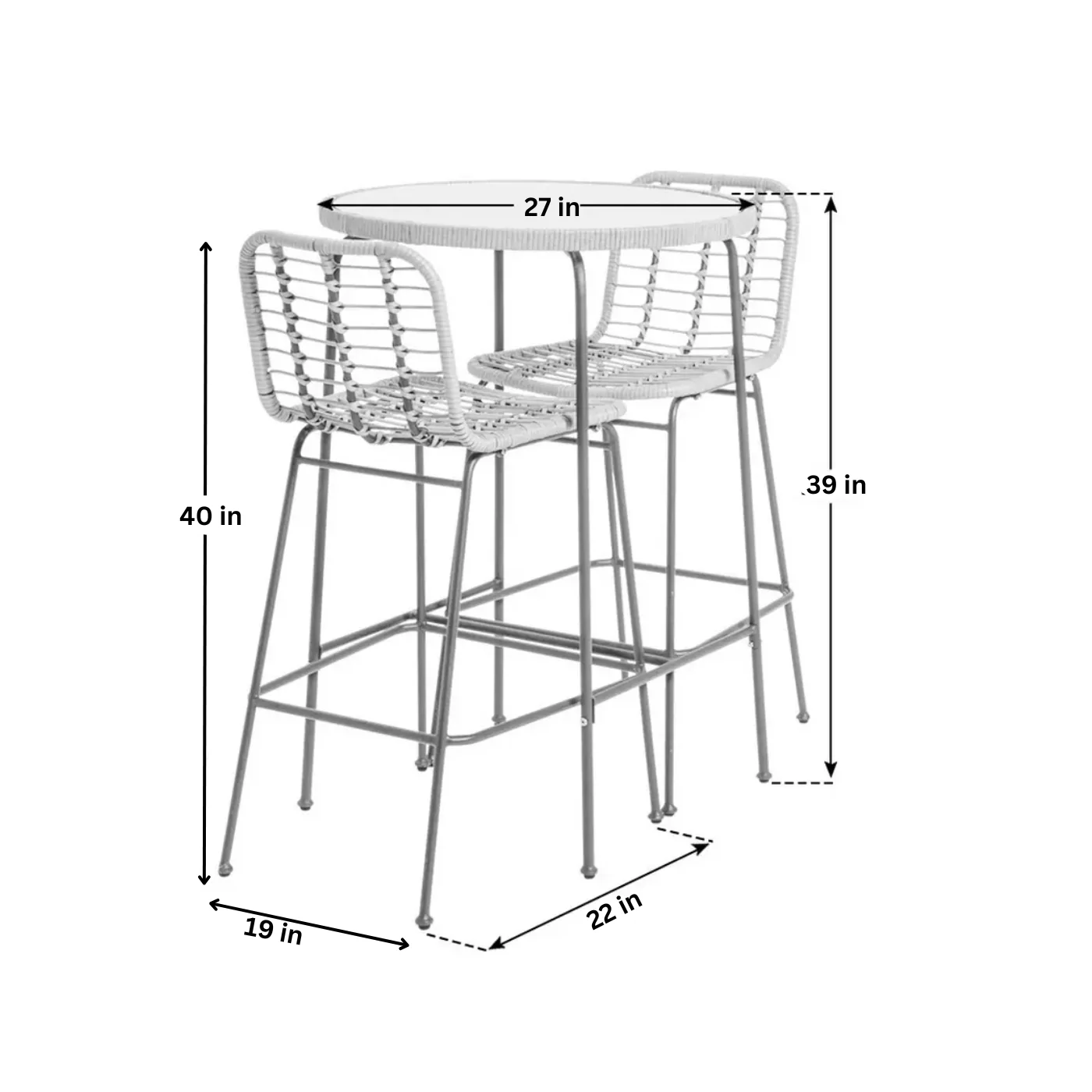 Andrew Outdoor Bar Sets 2 Chairs and 1 Table (Honey + Dark Grey) - Image 5