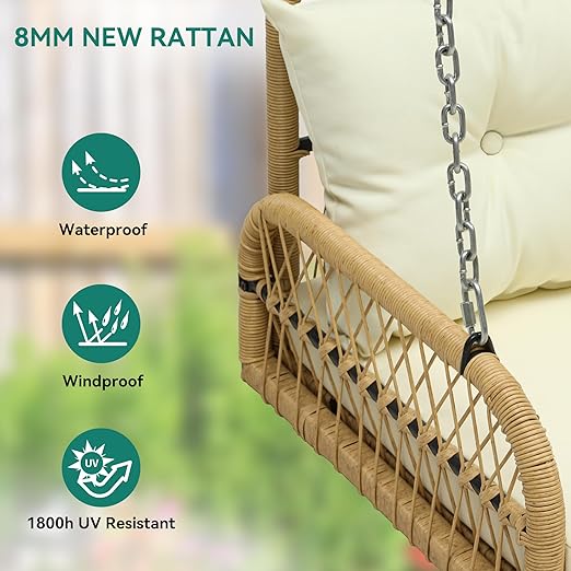Anette Double Seater Hanging Swing Without Stand For Balcony, Garden Swing (Honey) - Image 2