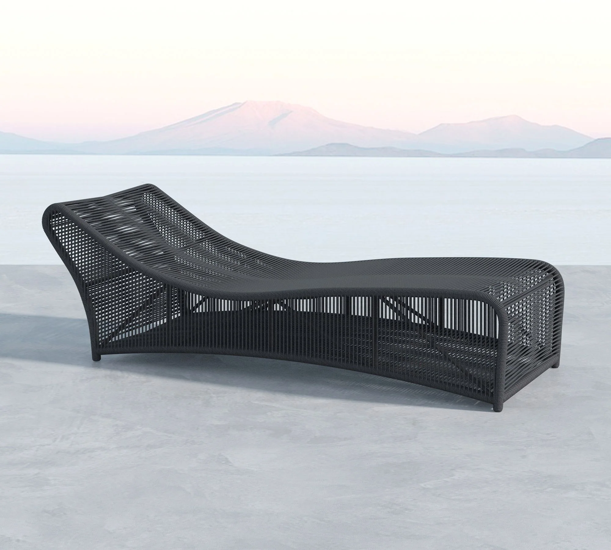 Arcuri Outdoor Swimming Poolside Lounger Braided & Rope - Image 2