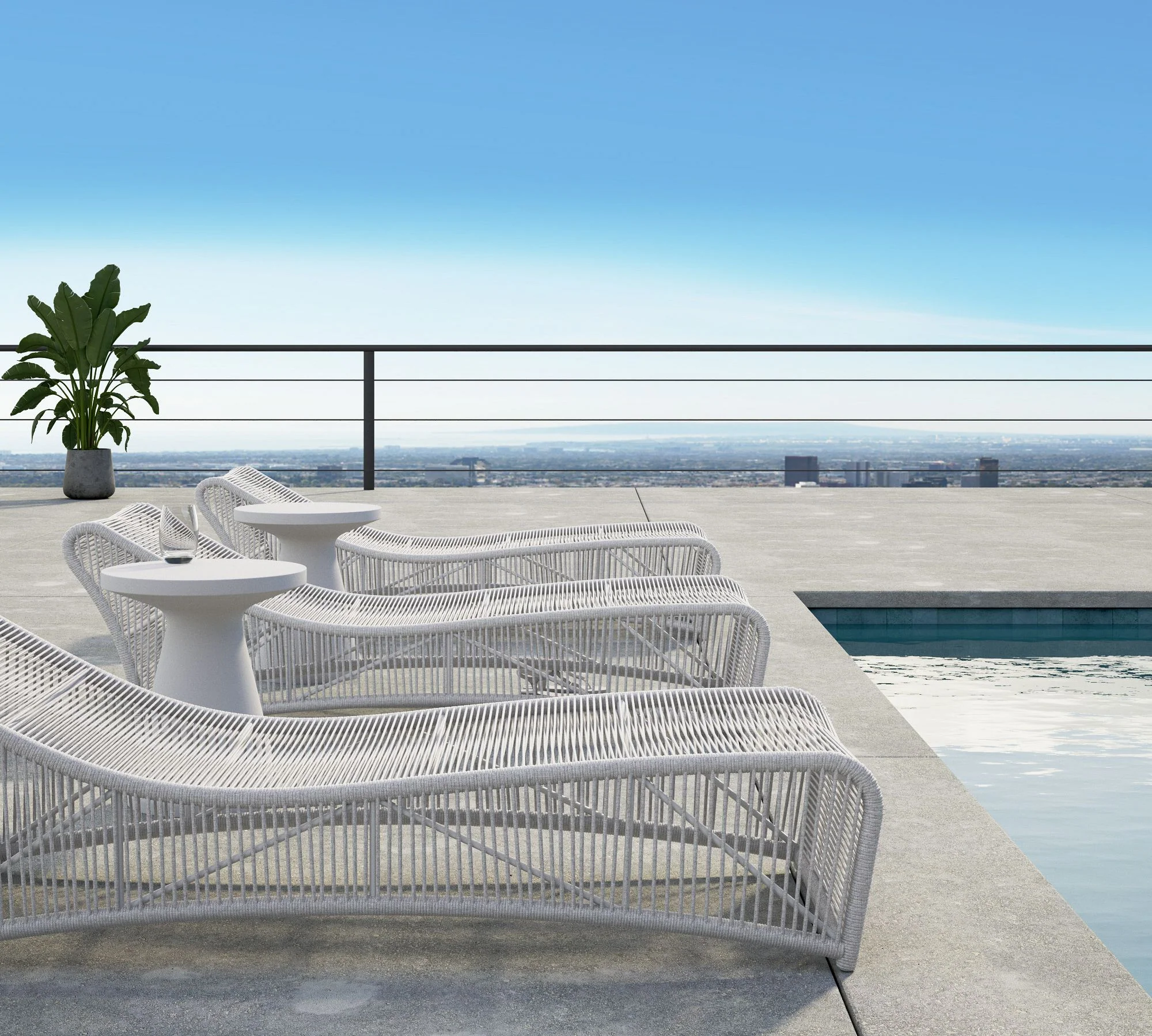 Arcuri Outdoor Swimming Poolside Lounger Braided & Rope - Image 3