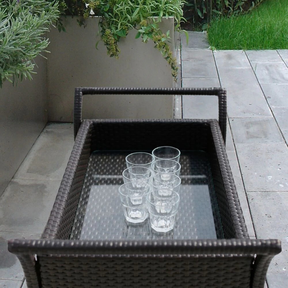 Avis Outdoor Patio Bar Serving Cart (Dark Brown) - Image 3
