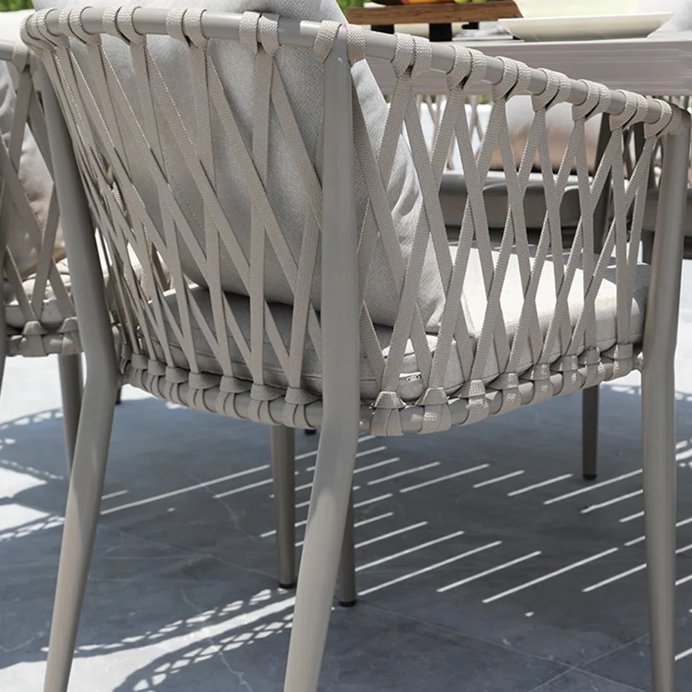 Ayla Outdoor Patio Seating Set 2 Chairs and 1 Table Set (Beige) Braided & Rope - Image 2
