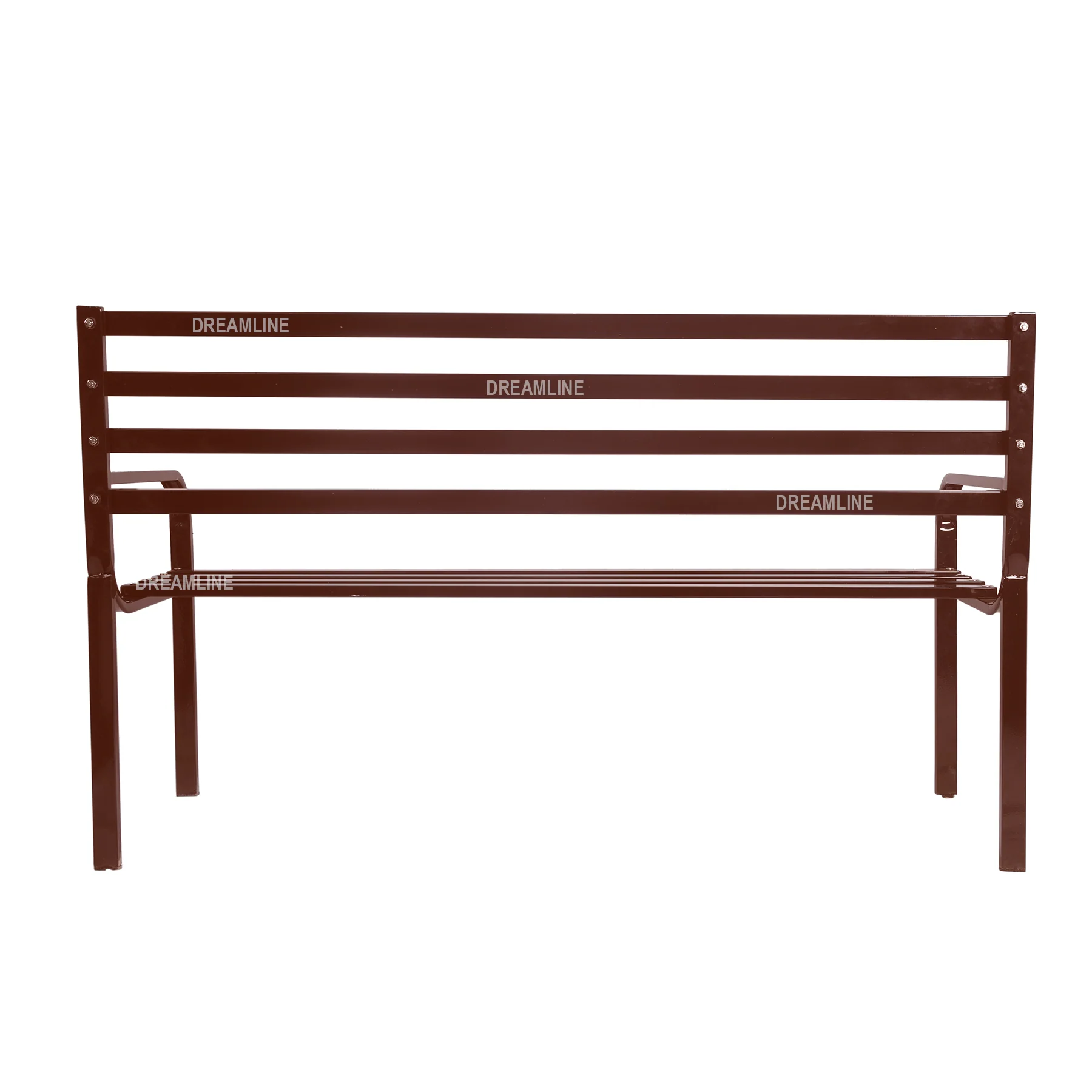 Bean Metal 3 Seater Garden Bench for Outdoor Park - (Brown) - Image 3
