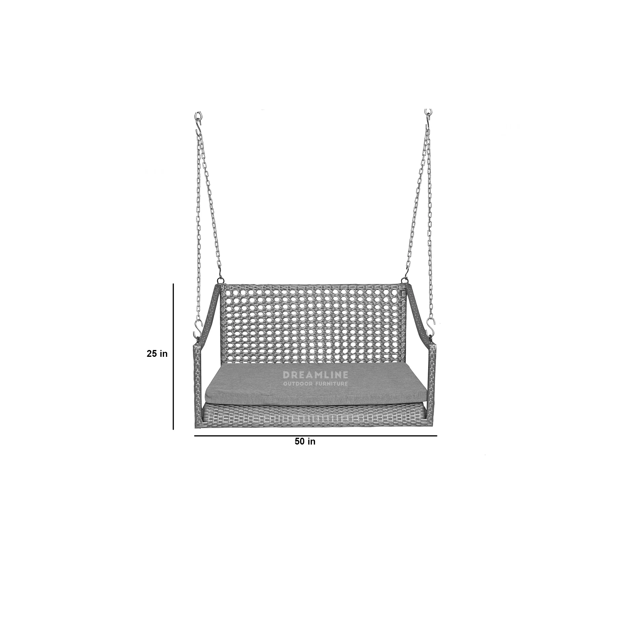 Belki Double Seater Hanging Swing Without Stand For Balcony , Garden Swing (Grey) - Image 2