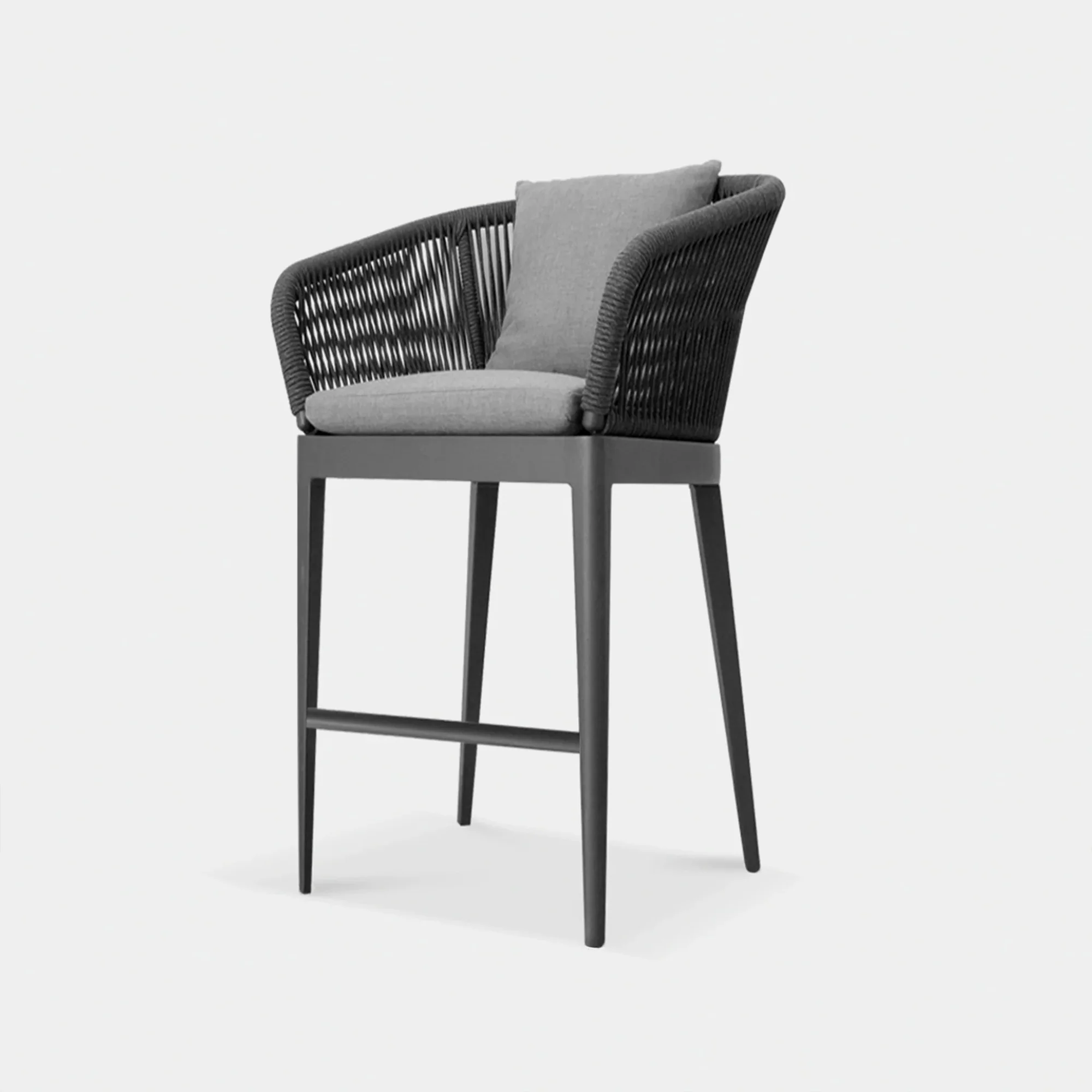 Bilge Outdoor Patio Bar Chair 1 Chair For Balcony Braided & Rope (Black) - Image 2