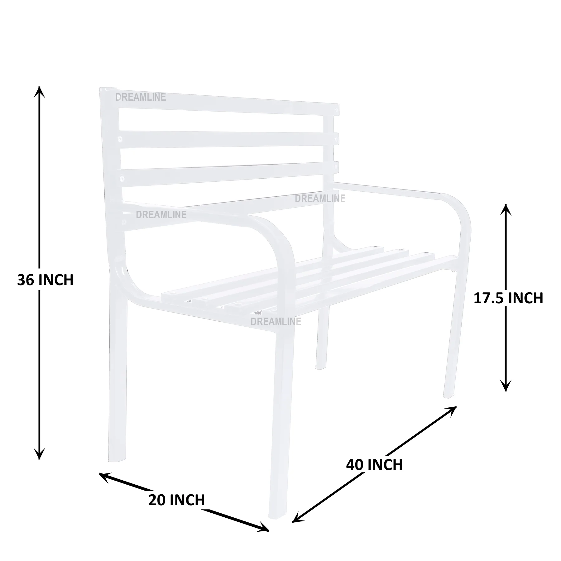 Boho Metal 2 Seater Garden Bench for Outdoor Park - (White) - Image 5