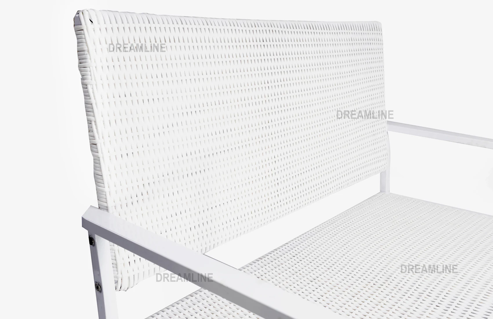Bolton Wicker 2 Seater Garden Bench for Indoor & Outdoor Park - (White) - Image 4