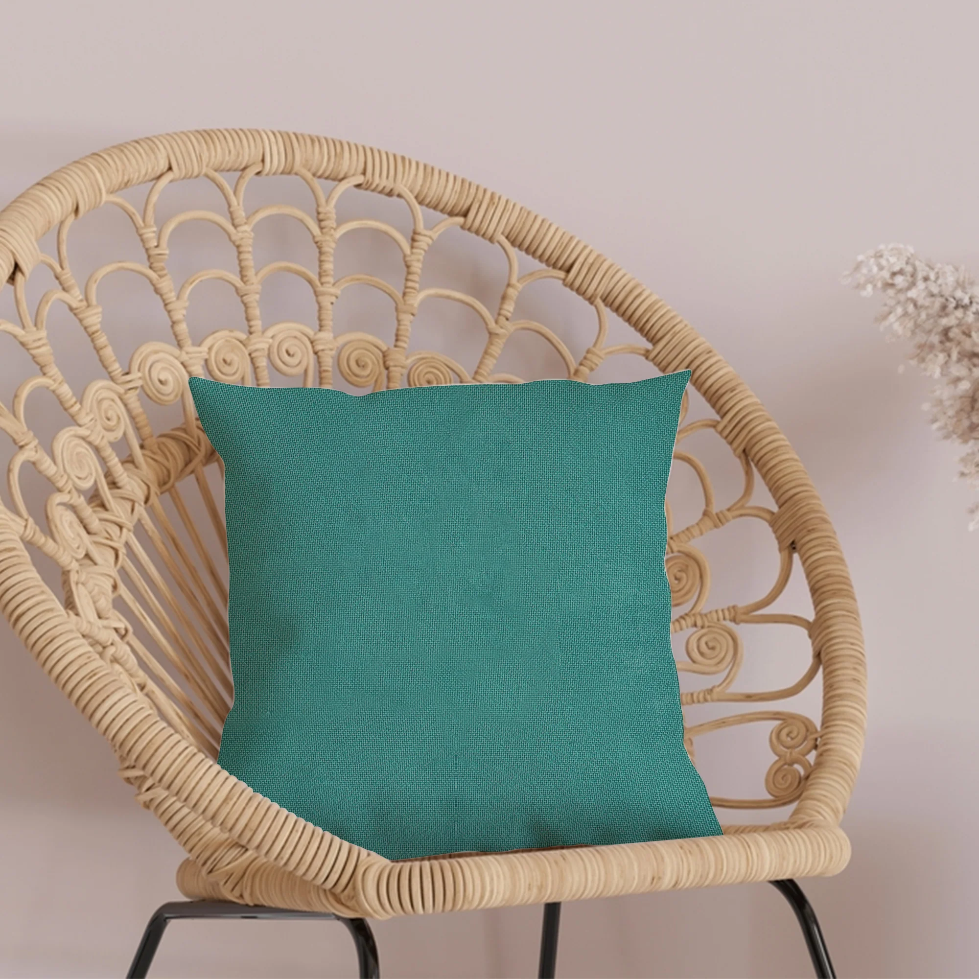 Green Outdoor Fabric Pillow Plain Shade 15