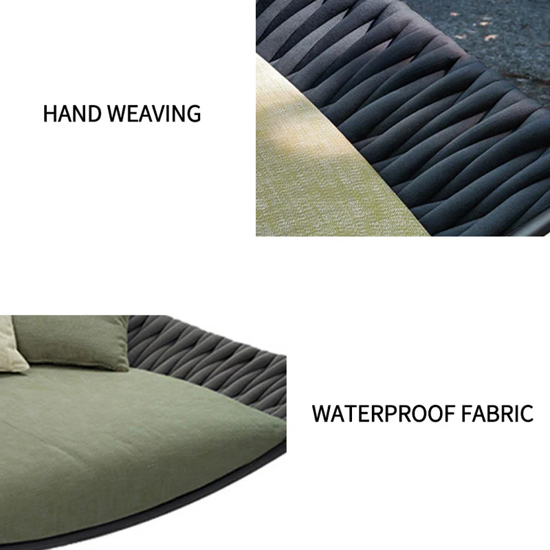 Cal Outdoor Poolside Sunbed With Cushion Daybed (Black) Braided & Rope - Image 3
