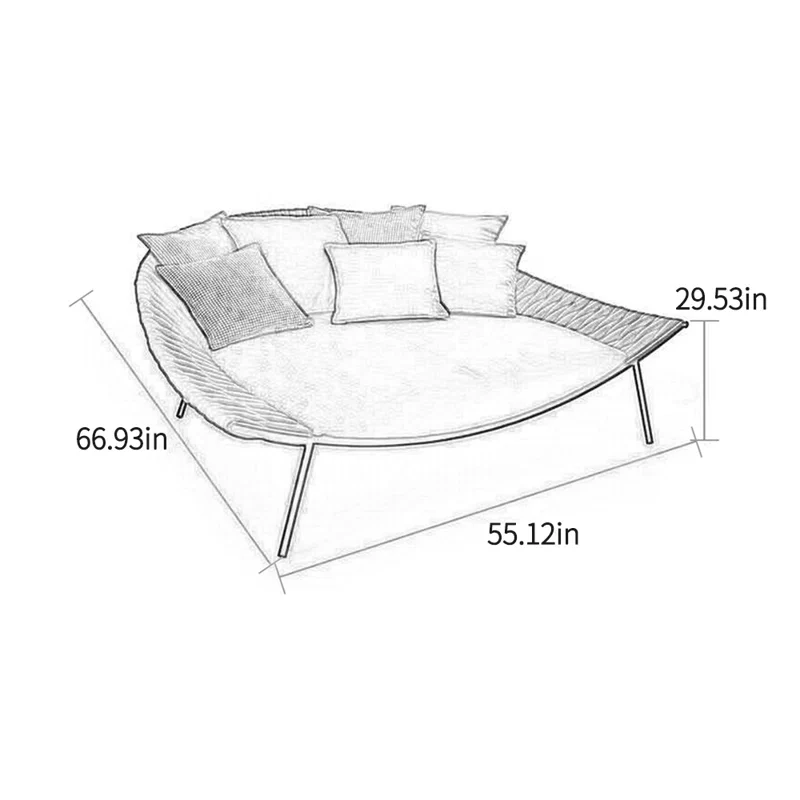 Cal Outdoor Poolside Sunbed With Cushion Daybed (Black) Braided & Rope - Image 4