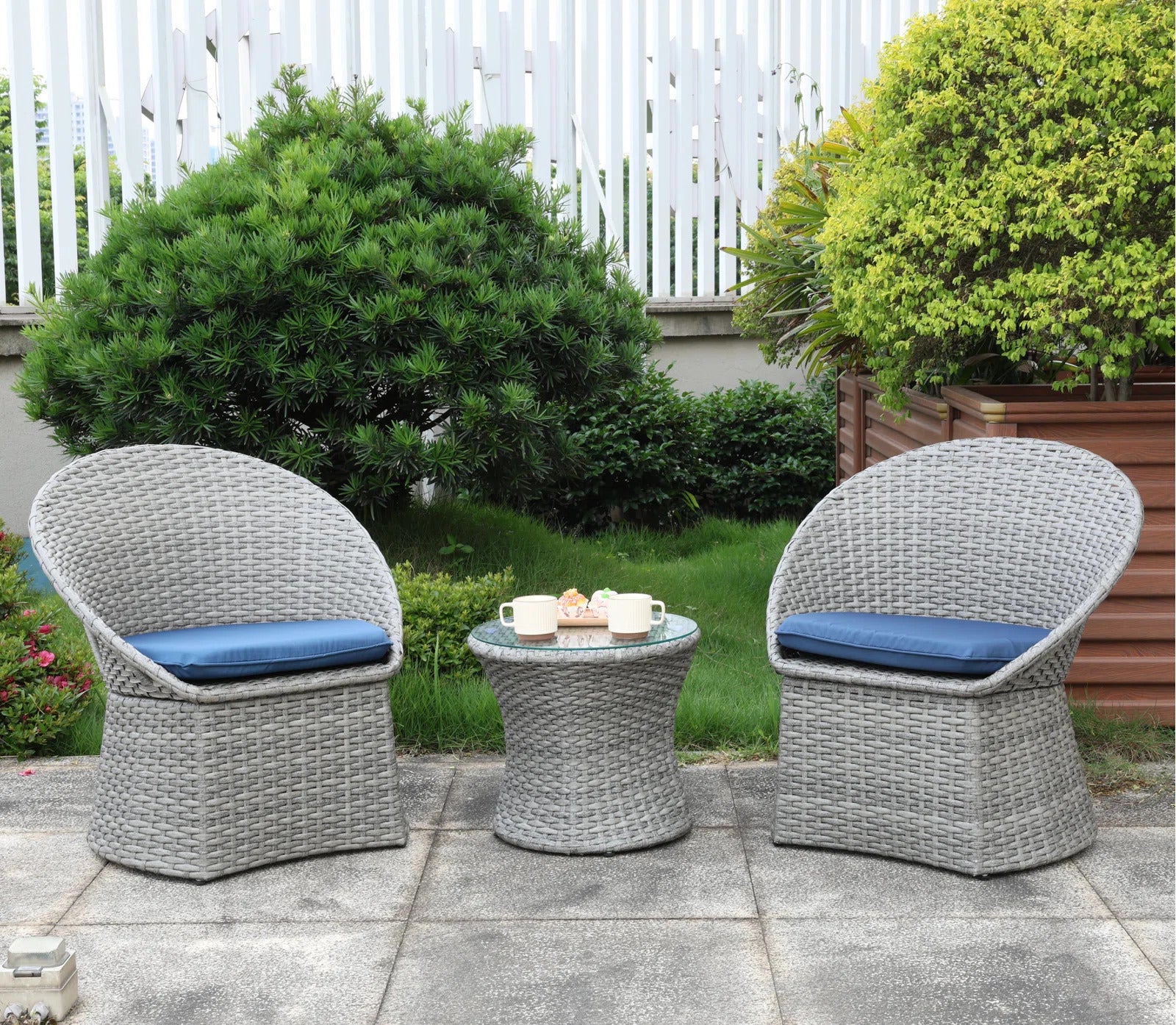 Carreon Outdoor Patio Seating Set 2 Chairs and 1 Table Set - Image 2