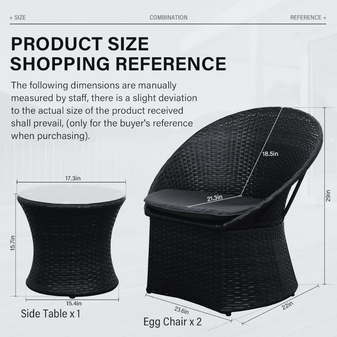 Carreon Outdoor Patio Seating Set 2 Chairs and 1 Table Set - Image 4