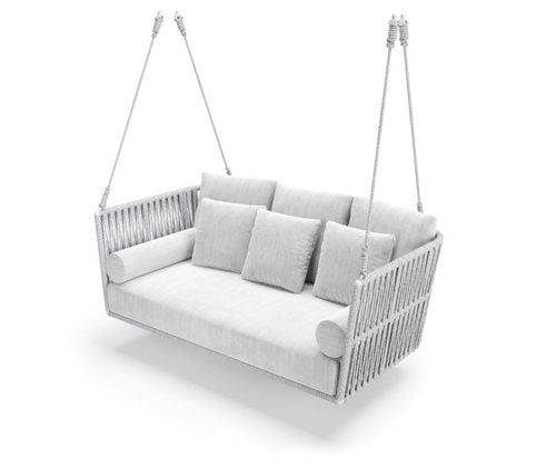Celeste Double Seater Hanging Swing Without Stand For Balcony , Garden Swing (Silver) Braided & Rope - Image 4