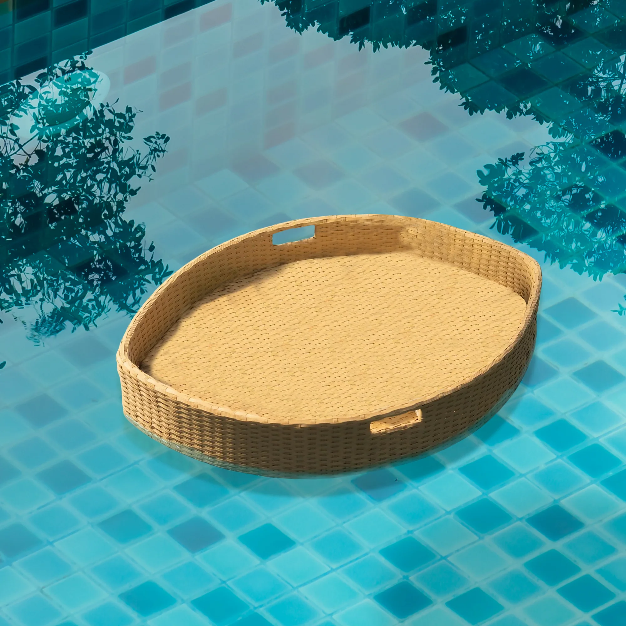 Célia Luxury Floating Serving Tray For Swimming Pool -  Honey (Boat Shape) - Image 4