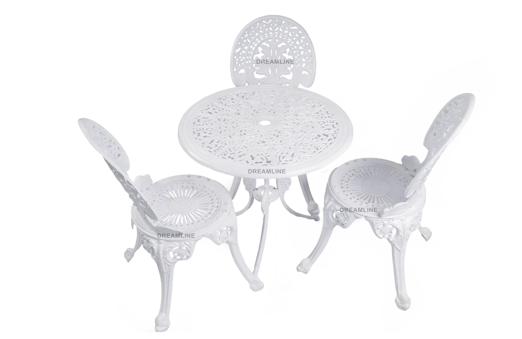 Clux Cast Aluminium Garden Patio Seating 3 Chair and 1 Table Set - Image 5