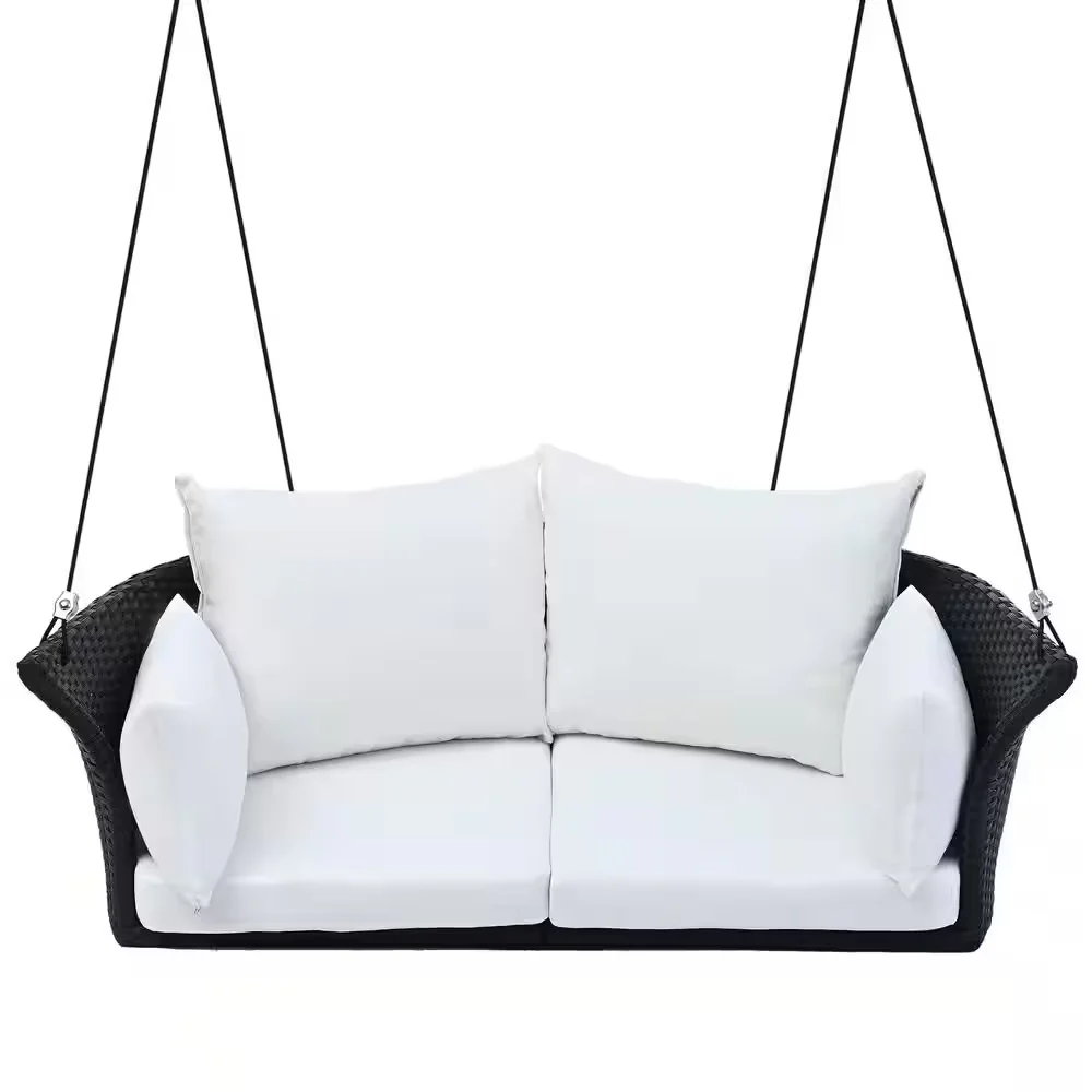 Colson Double Seater Hanging Swing Without Stand For Balcony , Garden Swing (Black + White) - Image 3