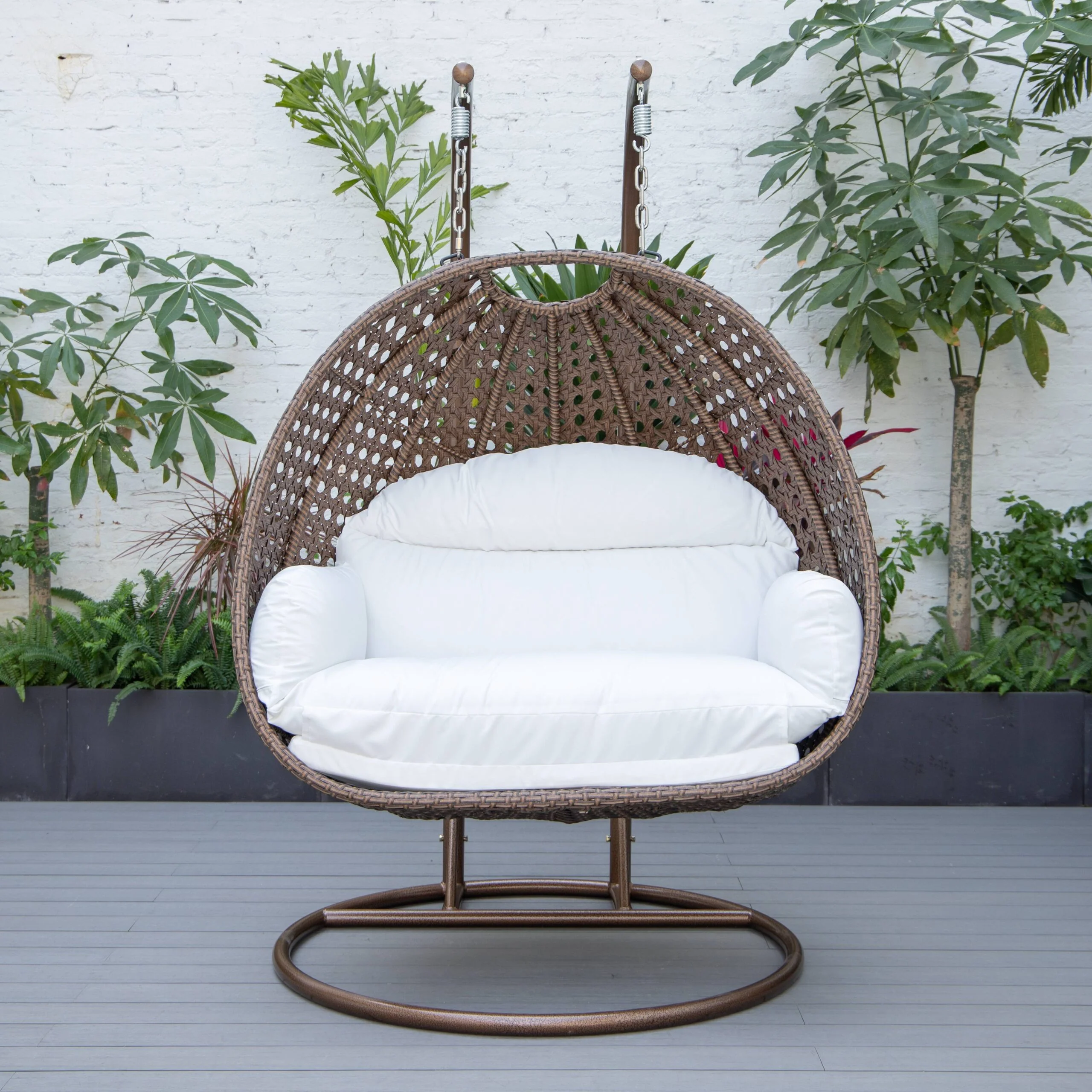 Longo Double Seater Hanging Swing With Stand For Balcony , Garden Swing (Brown) - Image 101