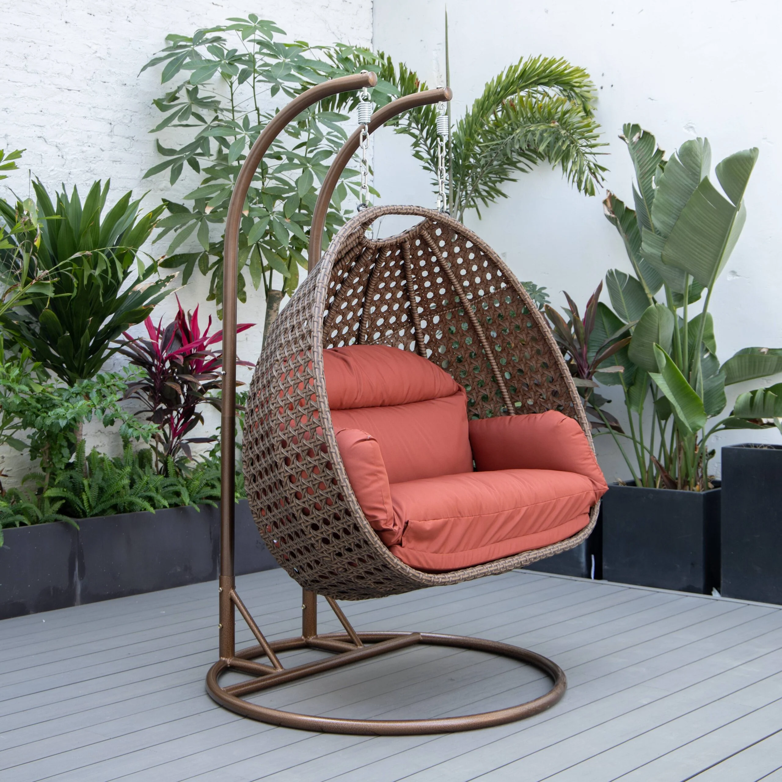 Longo Double Seater Hanging Swing With Stand For Balcony , Garden Swing (Brown) - Image 39