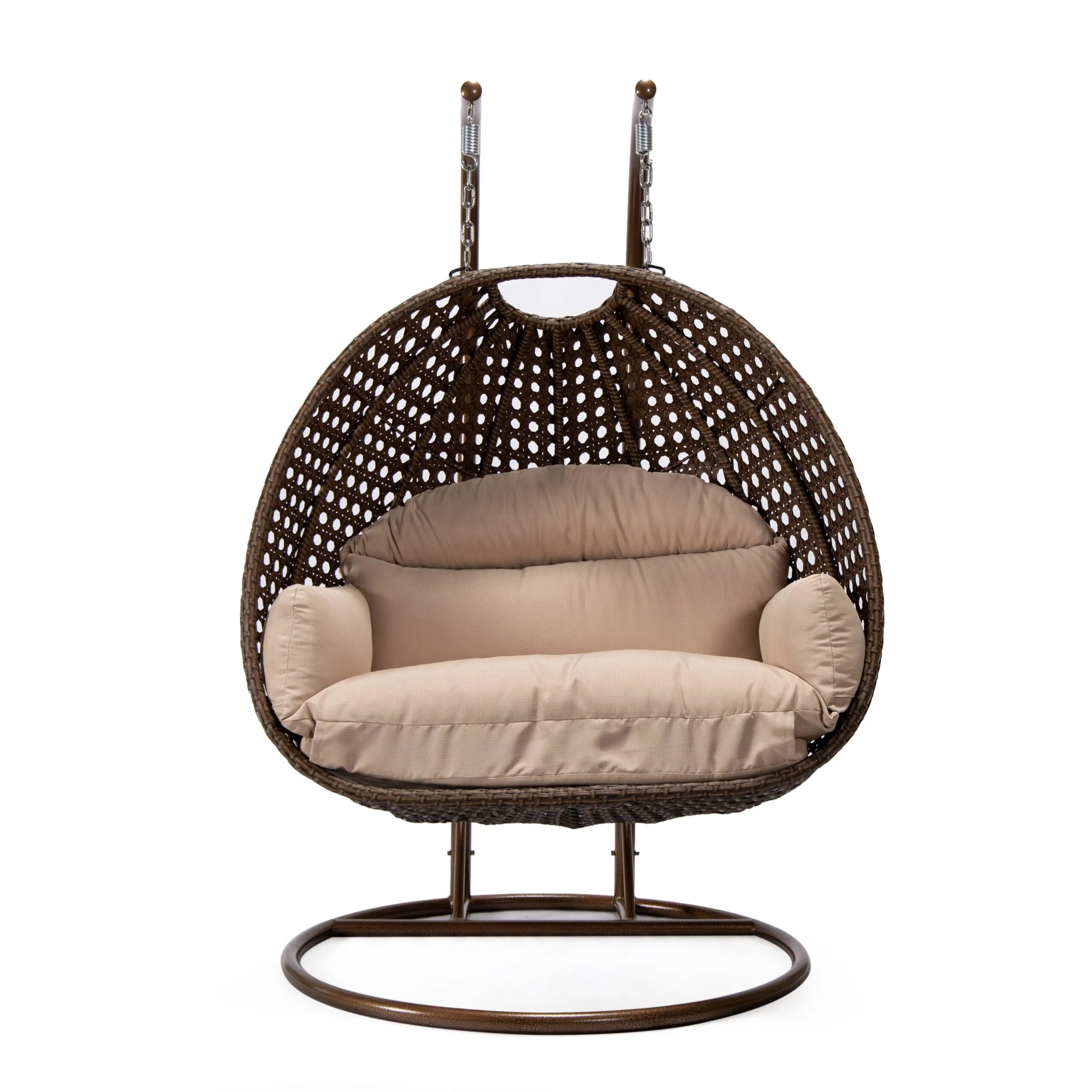 Longo Double Seater Hanging Swing With Stand For Balcony , Garden Swing (Brown) - Image 4