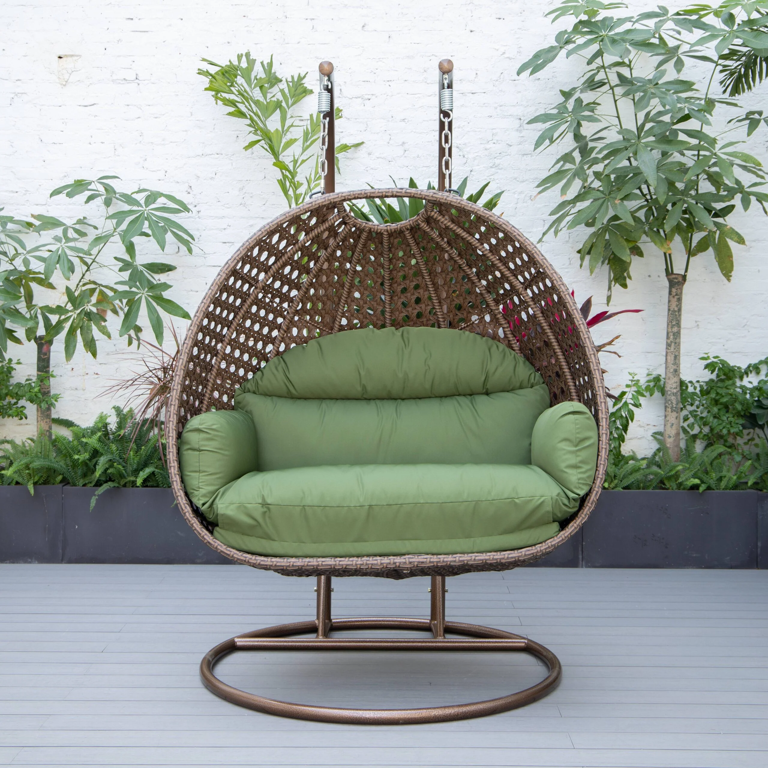 Longo Double Seater Hanging Swing With Stand For Balcony , Garden Swing (Brown) - Image 48