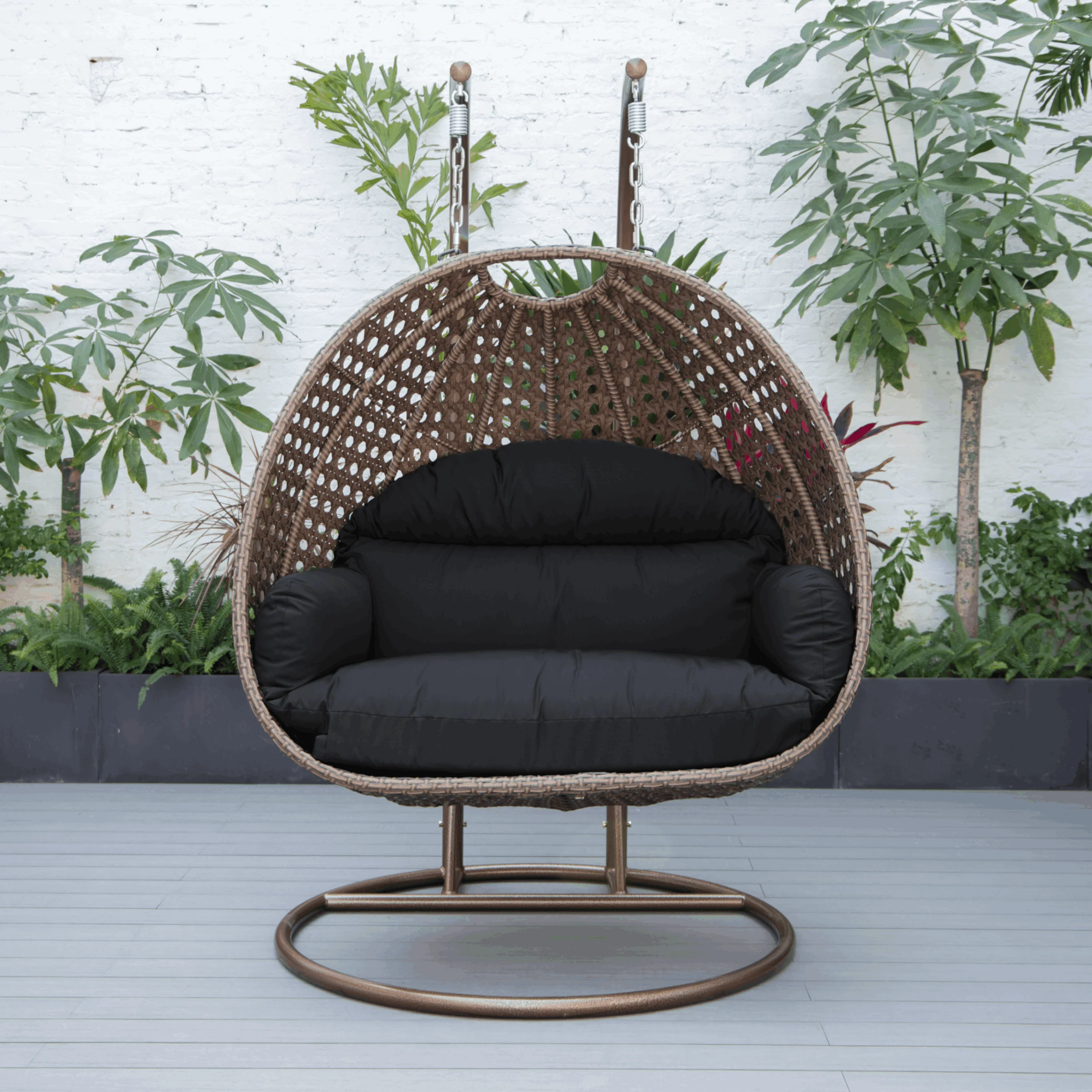 Longo Double Seater Hanging Swing With Stand For Balcony , Garden Swing (Brown) - Image 57