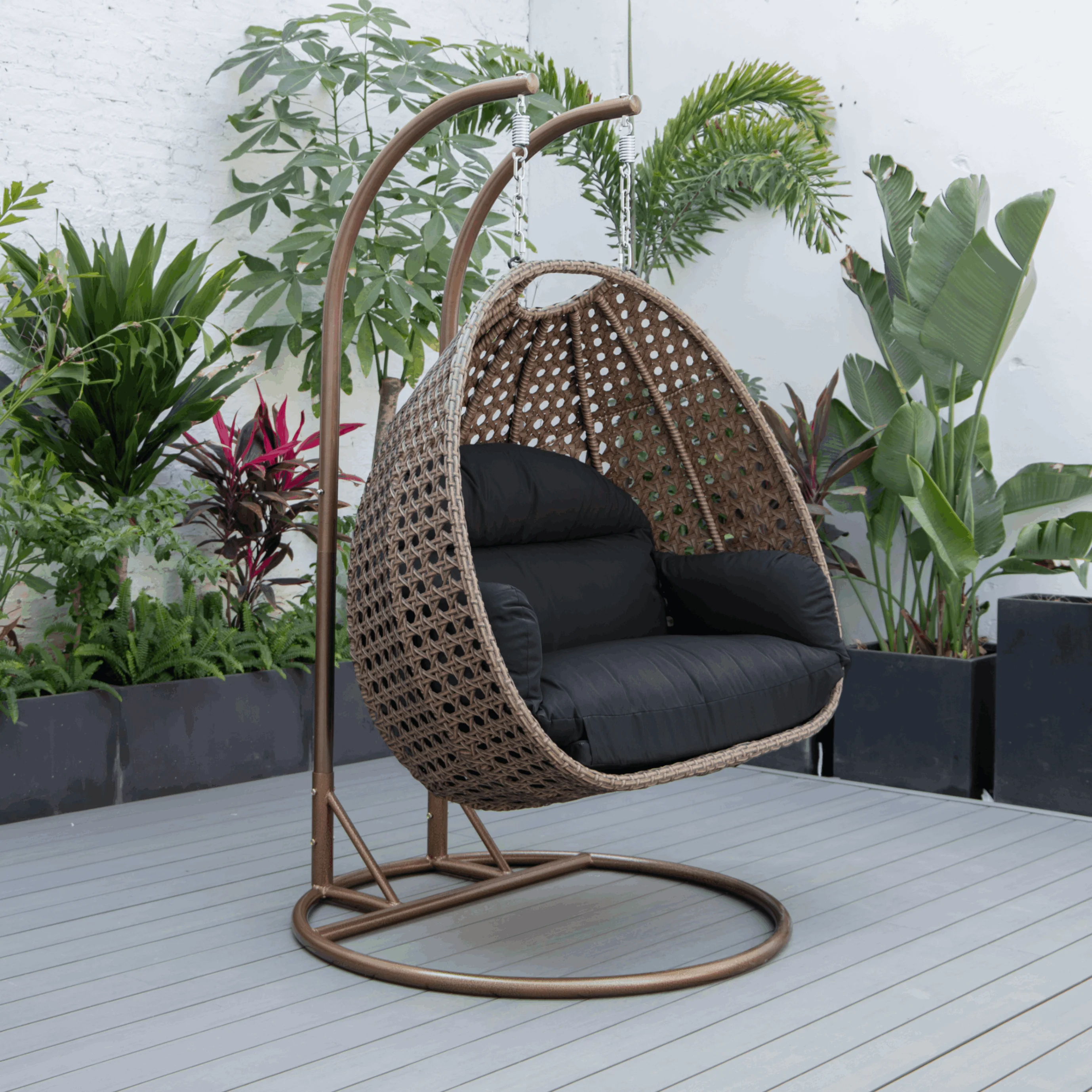 Longo Double Seater Hanging Swing With Stand For Balcony , Garden Swing (Brown) - Image 58