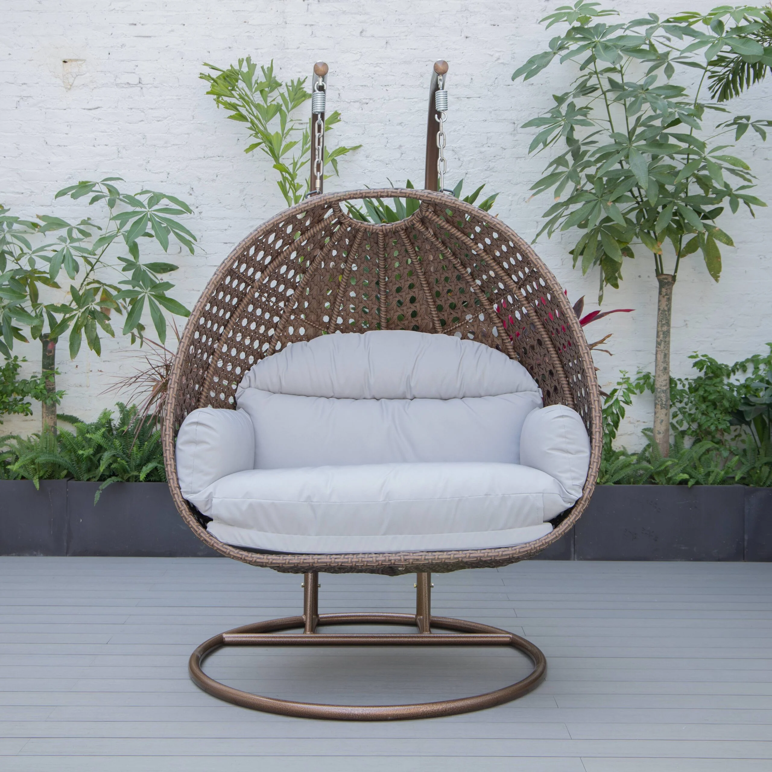 Longo Double Seater Hanging Swing With Stand For Balcony , Garden Swing (Brown) - Image 75