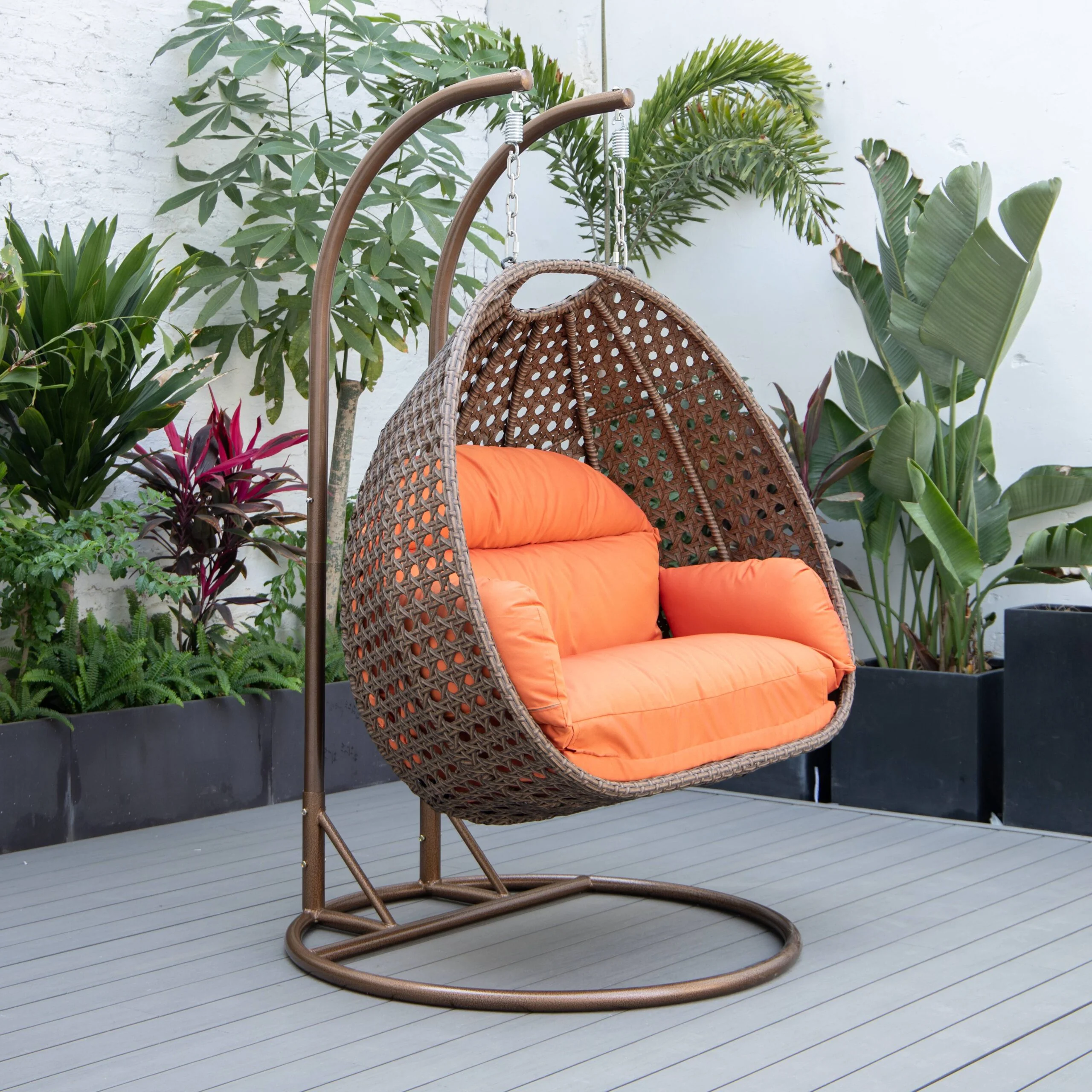 Longo Double Seater Hanging Swing With Stand For Balcony , Garden Swing (Brown) - Image 84