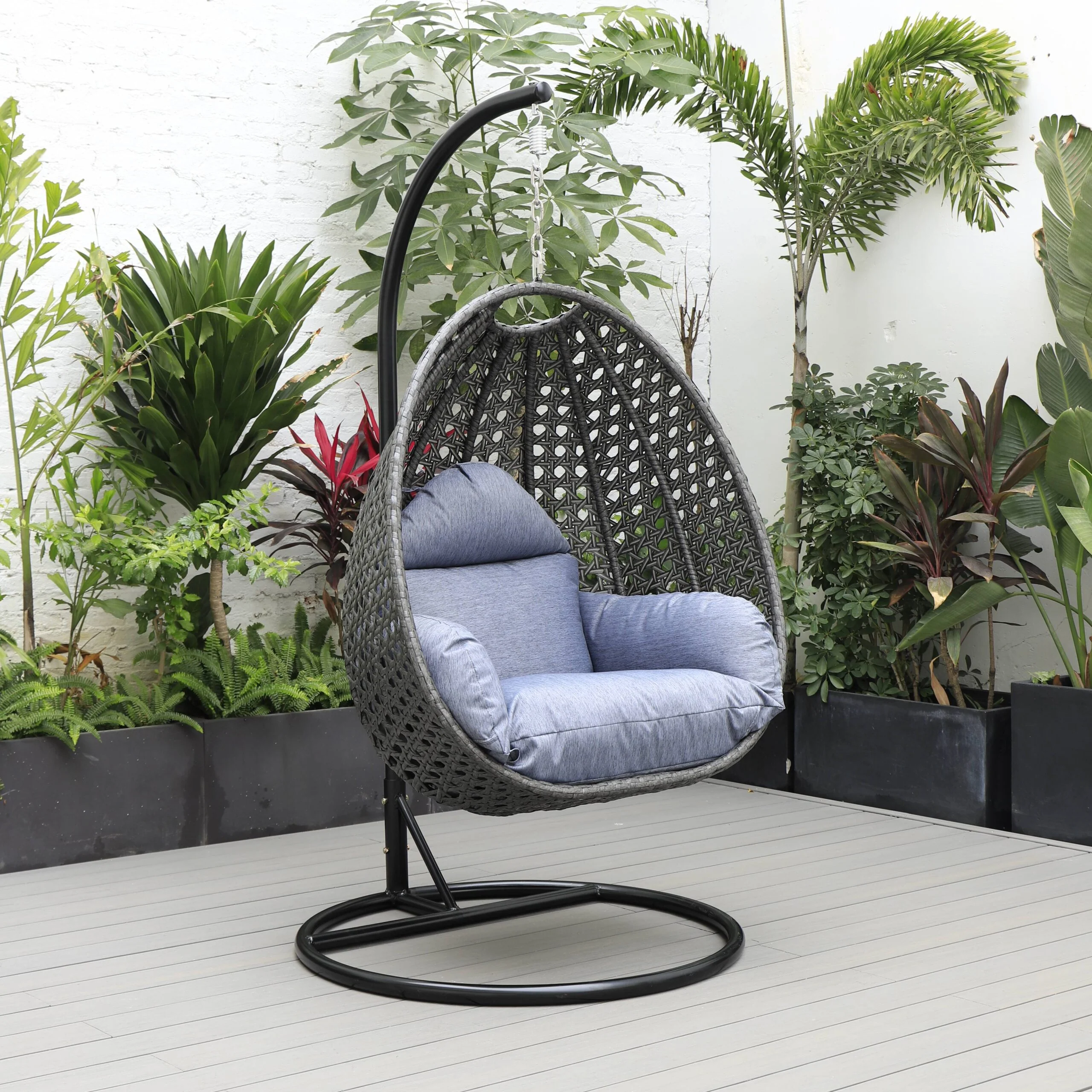 Doriano Single Seater Hanging Swing With Stand For Balcony , Garden (Drak Grey) - Image 20