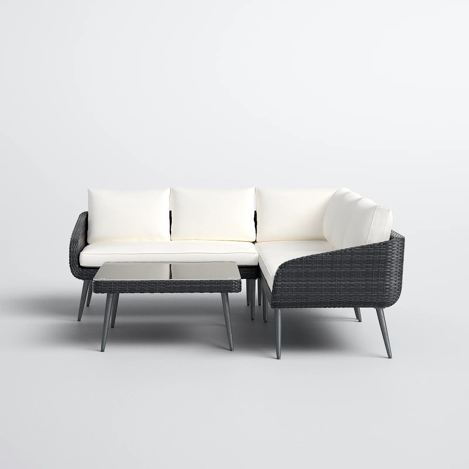 Corazón Outdoor Sofa Set 5 Seater and 1 Center Table Set (Black) - Image 2