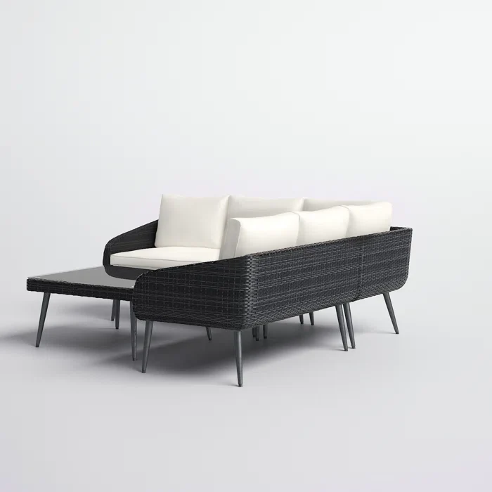 Corazón Outdoor Sofa Set 5 Seater and 1 Center Table Set (Black) - Image 4