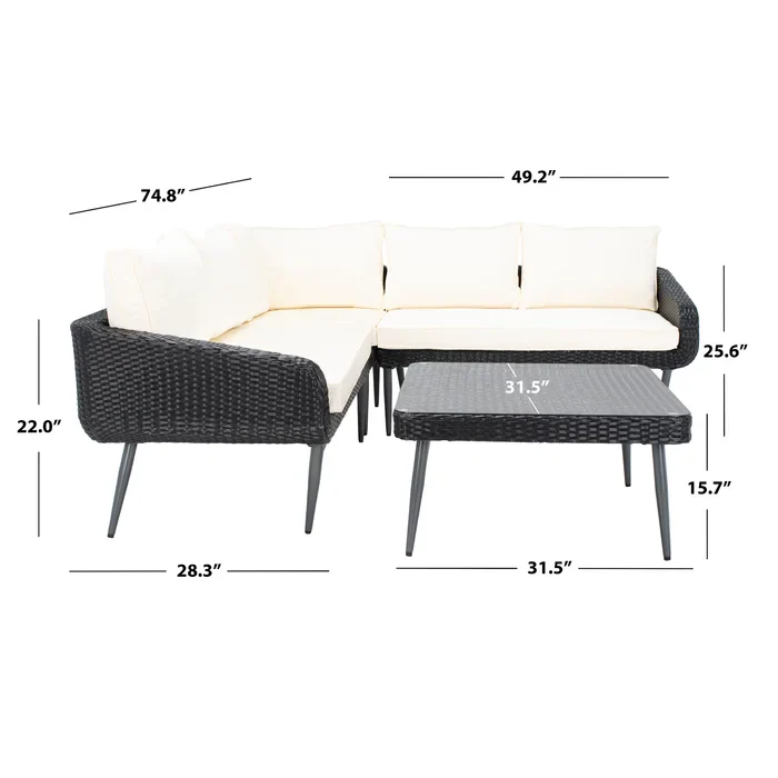 Corazón Outdoor Sofa Set 5 Seater and 1 Center Table Set (Black) - Image 6