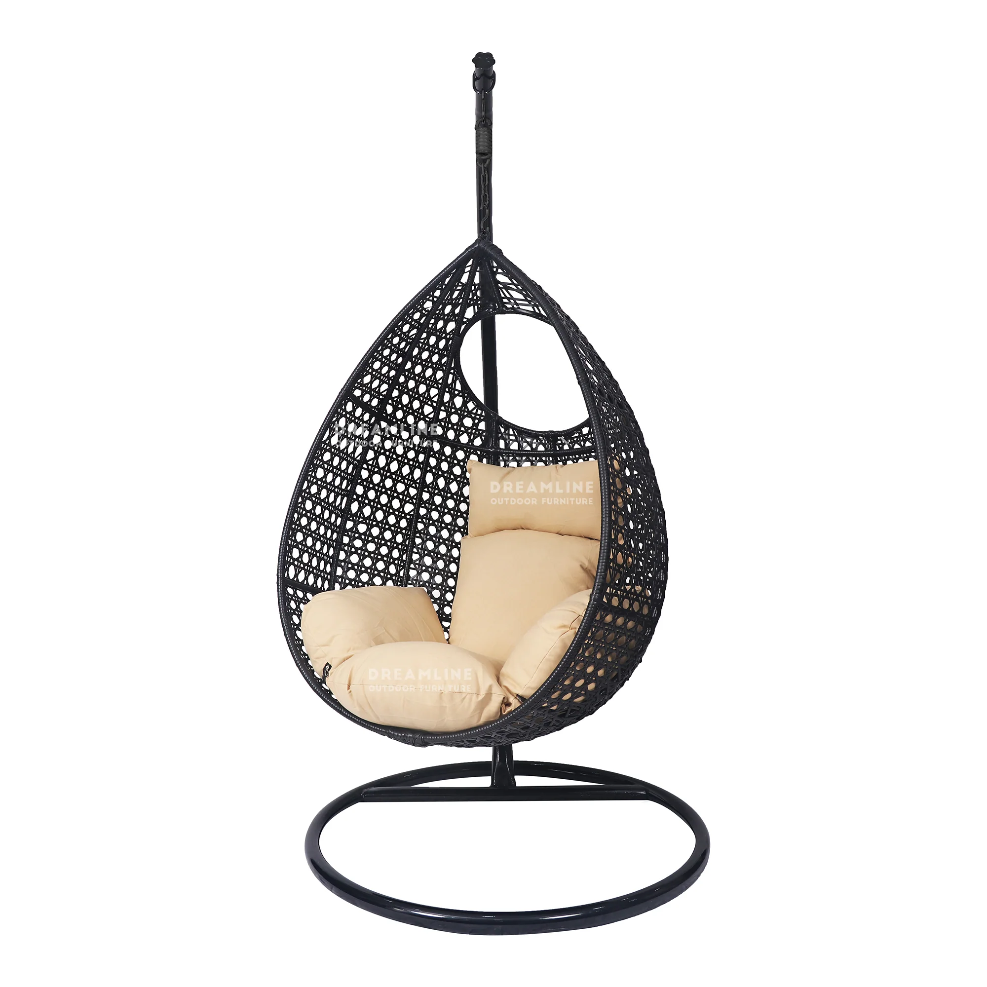 Craig Single Seater Hanging Swing With Stand For Balcony , Garden Swing (Dark Brown) - Image 6