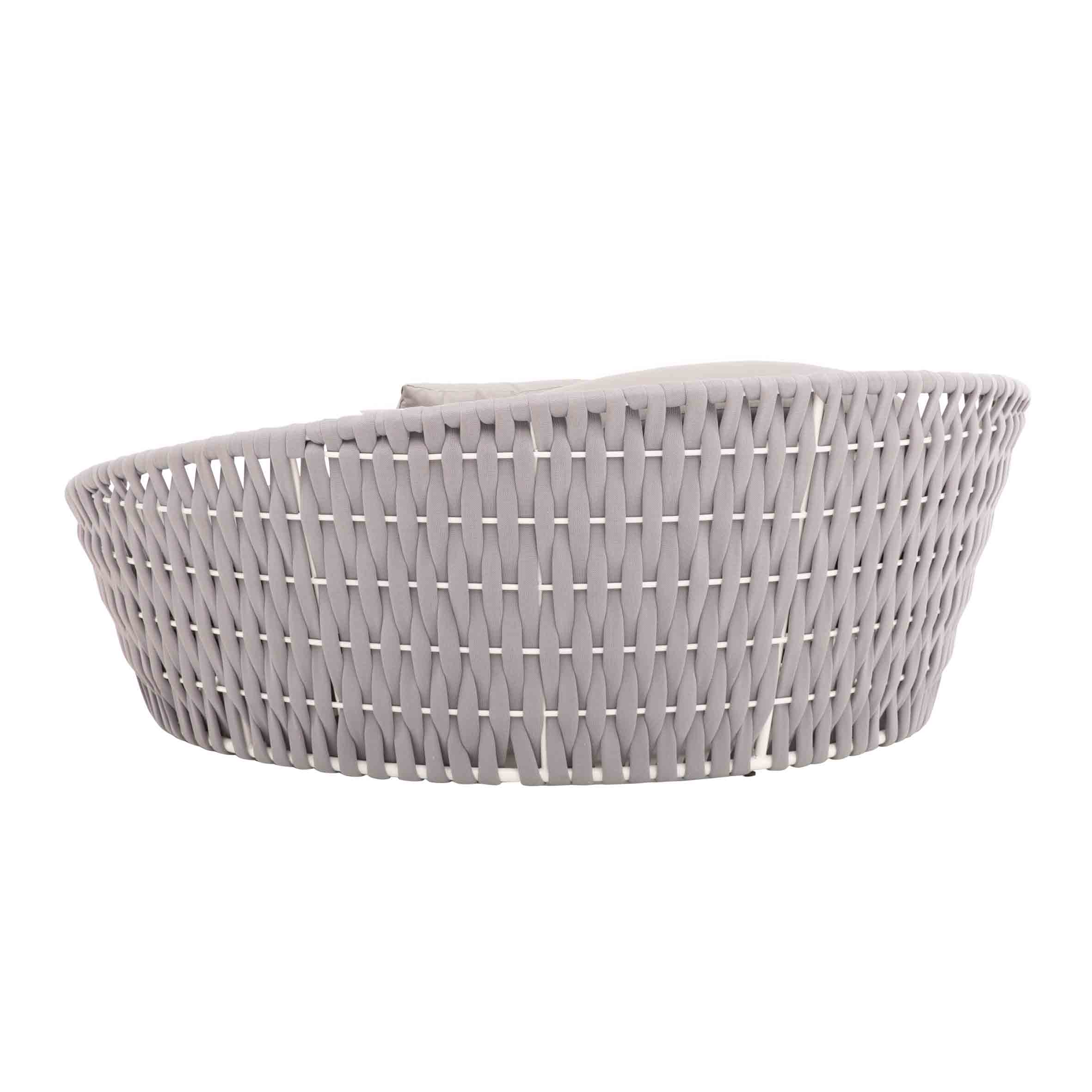Cuba Outdoor Poolside Sunbed With Cushion Daybed ( Light Grey) Braided & Rope - Image 3