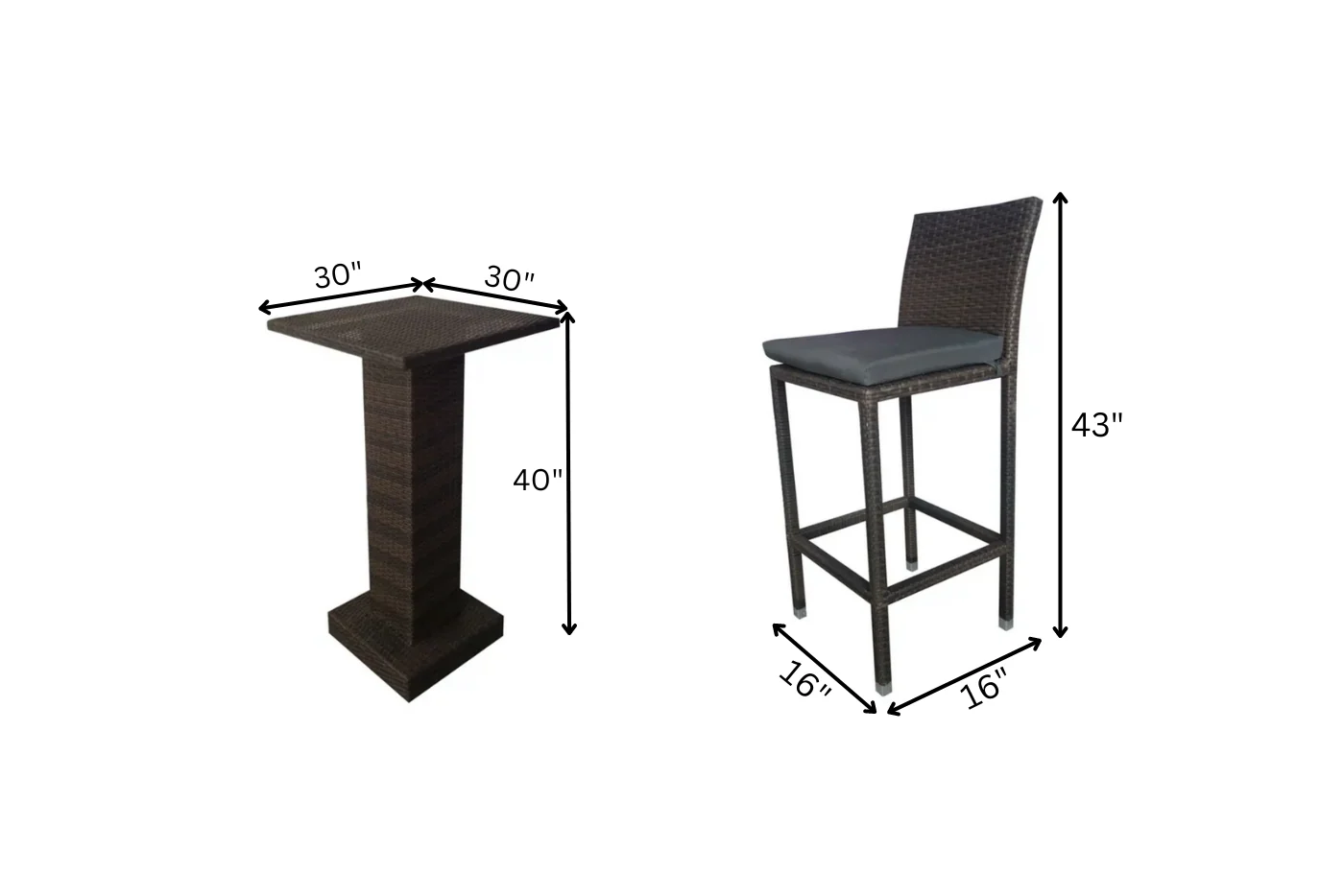 Curro Outdoor Patio Bar Set,  4 Chairs and 1 Table For Balcony (Brown) - Image 5