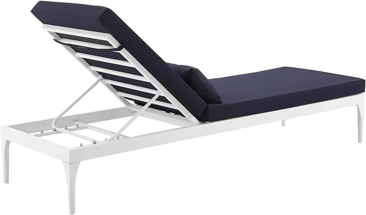 Daley Outdoor Swimming Poolside Lounger (White + Navy Blue) Set of 2 - Image 6