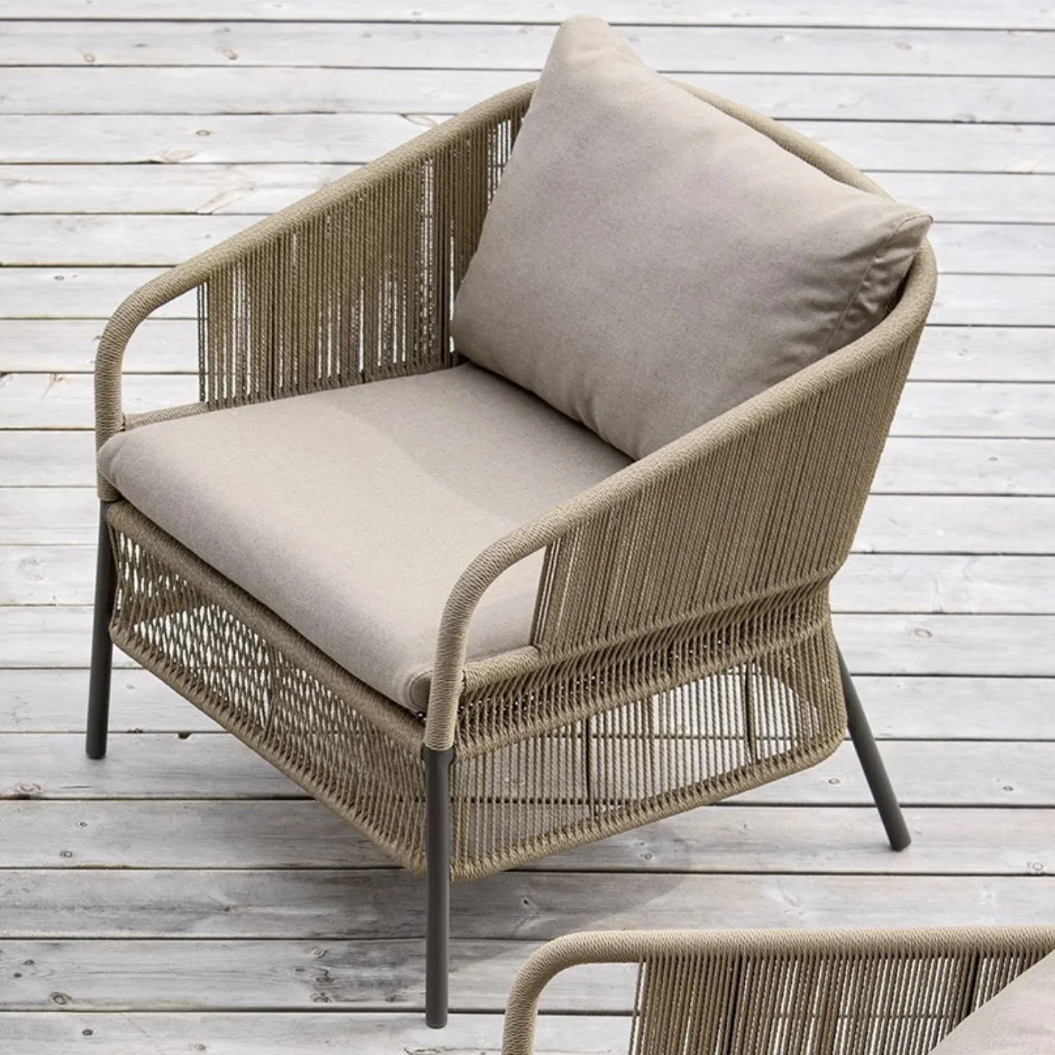 Danza Outdoor Sofa Set 2 Single seater Braided & Rope - Image 3