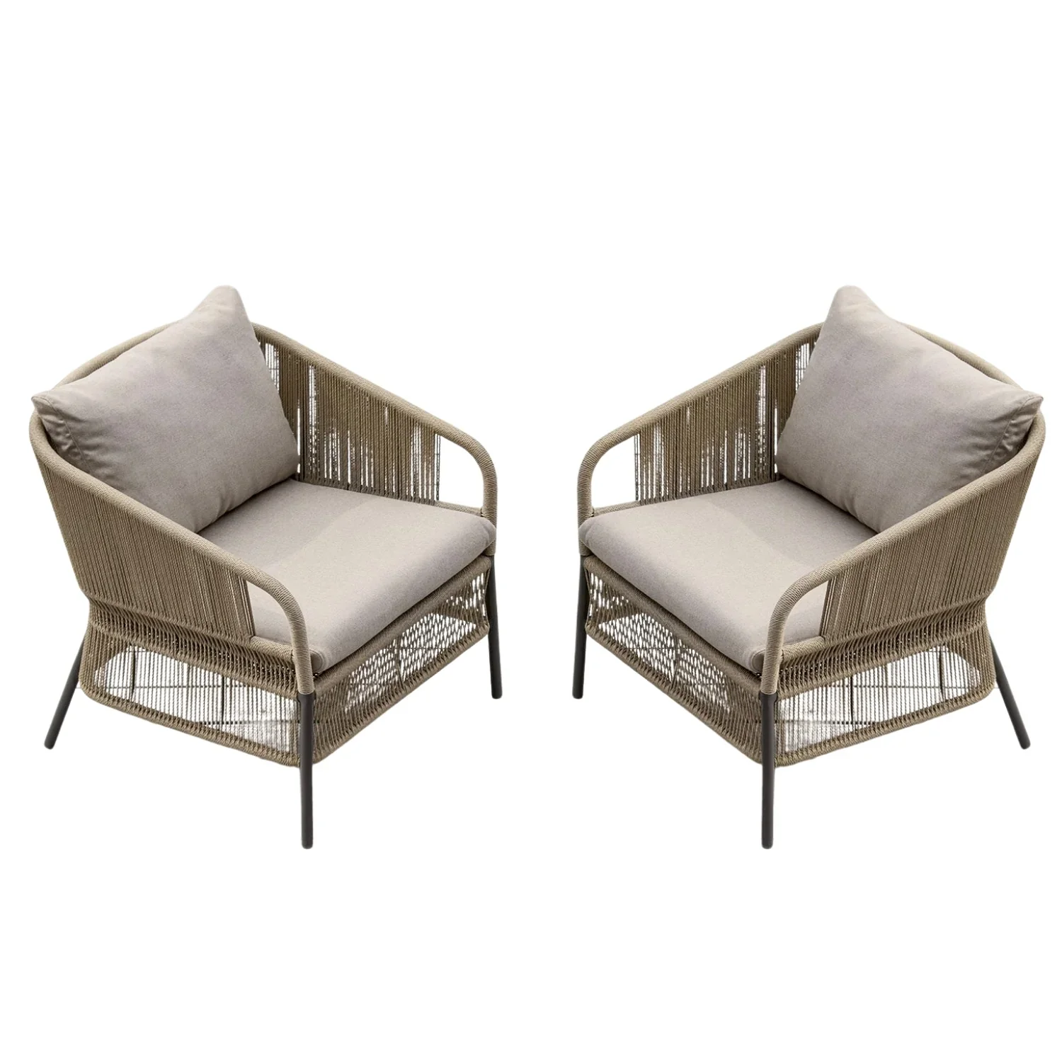 Danza Outdoor Sofa Set 2 Single seater Braided & Rope - Image 4