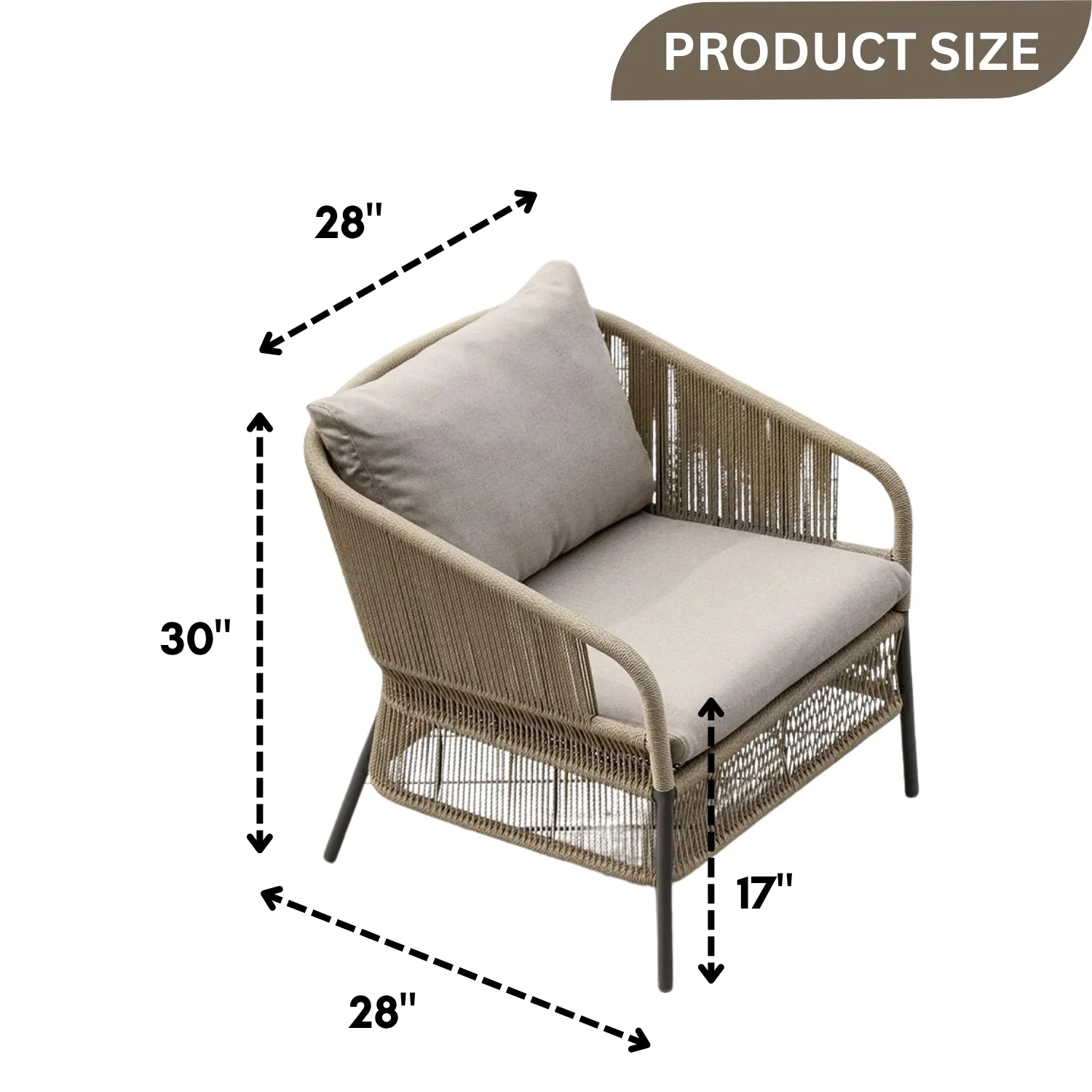 Danza Outdoor Sofa Set 2 Single seater Braided & Rope - Image 5
