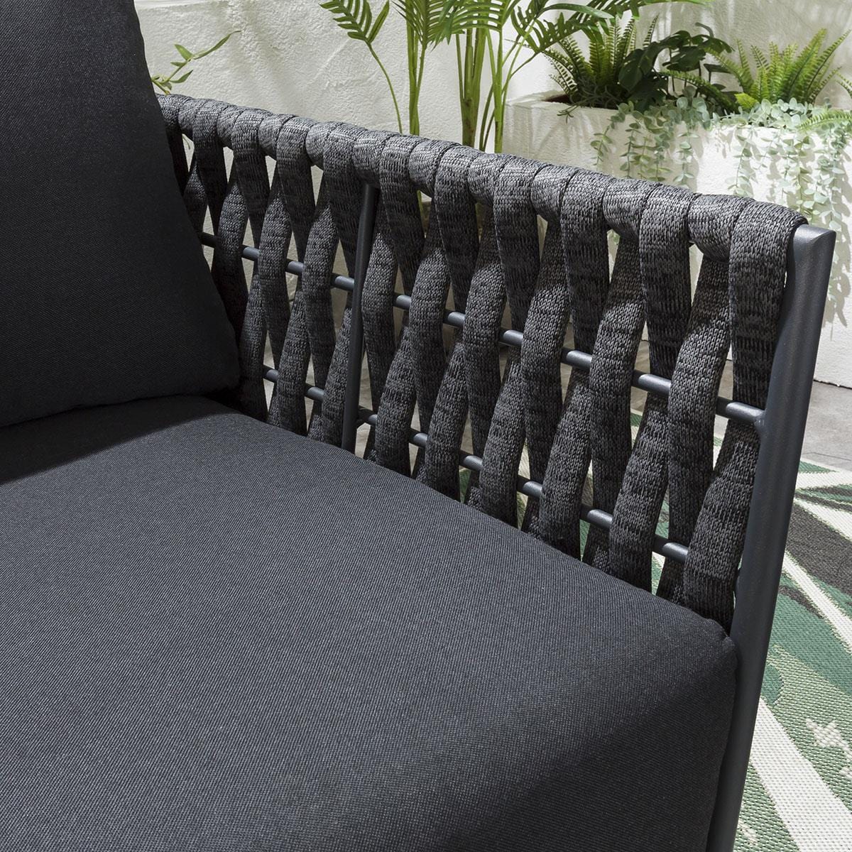 Deifilia Outdoor Sofa Set 2 Seater, 2 Single seater and 1 Center Table (Dark Grey) Braided & Rope - Image 13