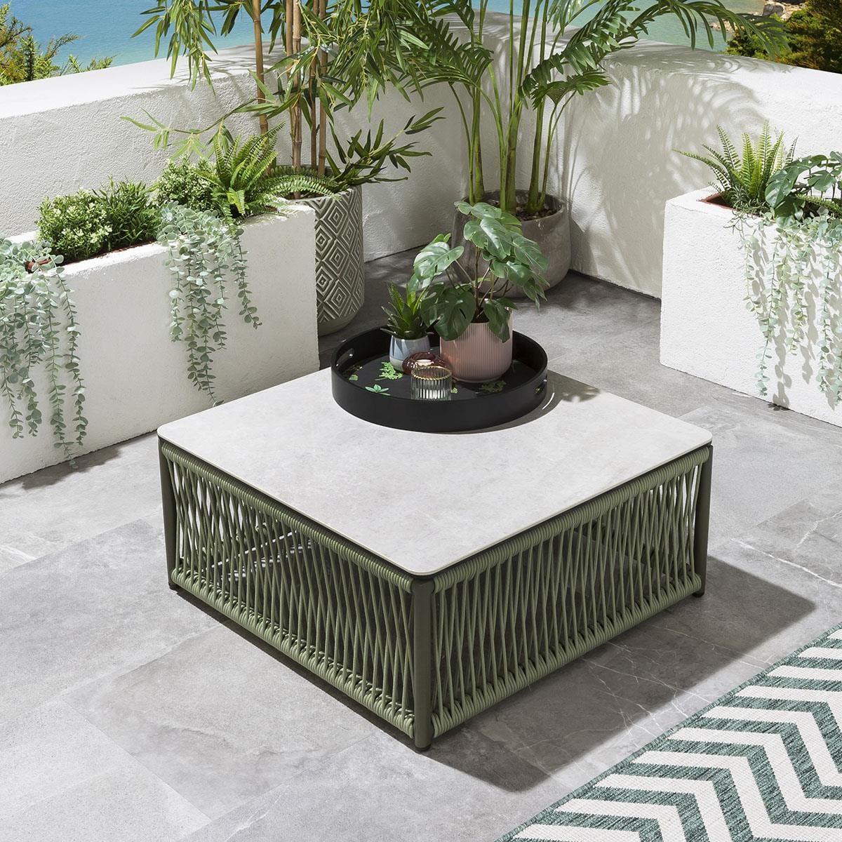 Deifilia Outdoor Sofa Set 7 Seater and 2 Center Table Set (Green) Braided & Rope - Image 4